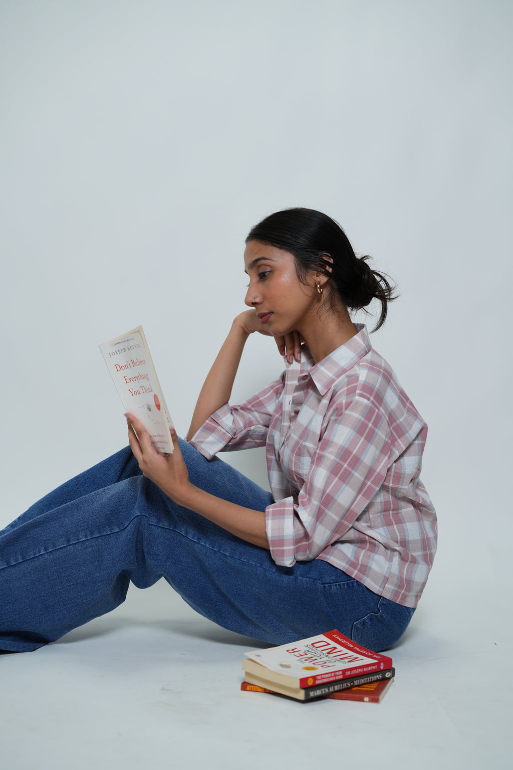 Cropped Checkered Shirt Pink