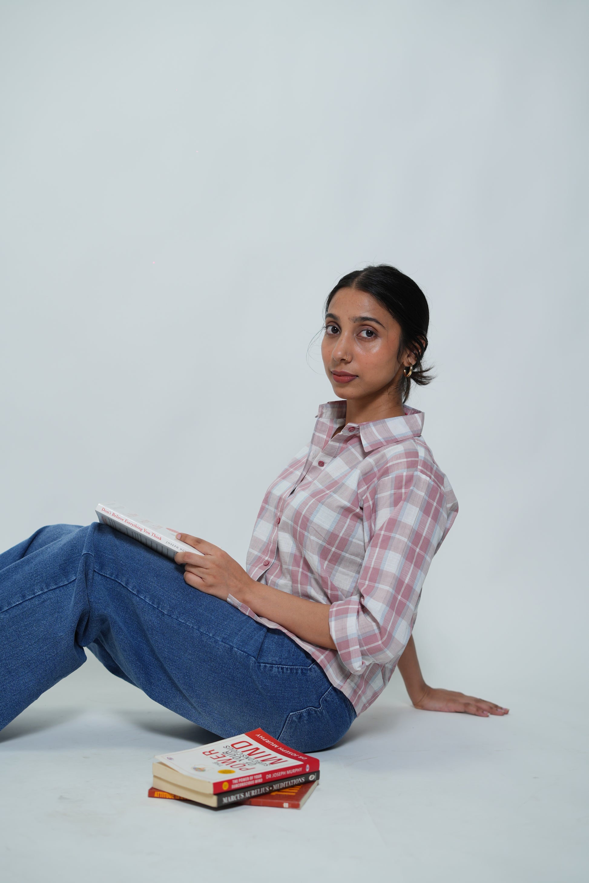 Cropped Checkered Shirt Pink