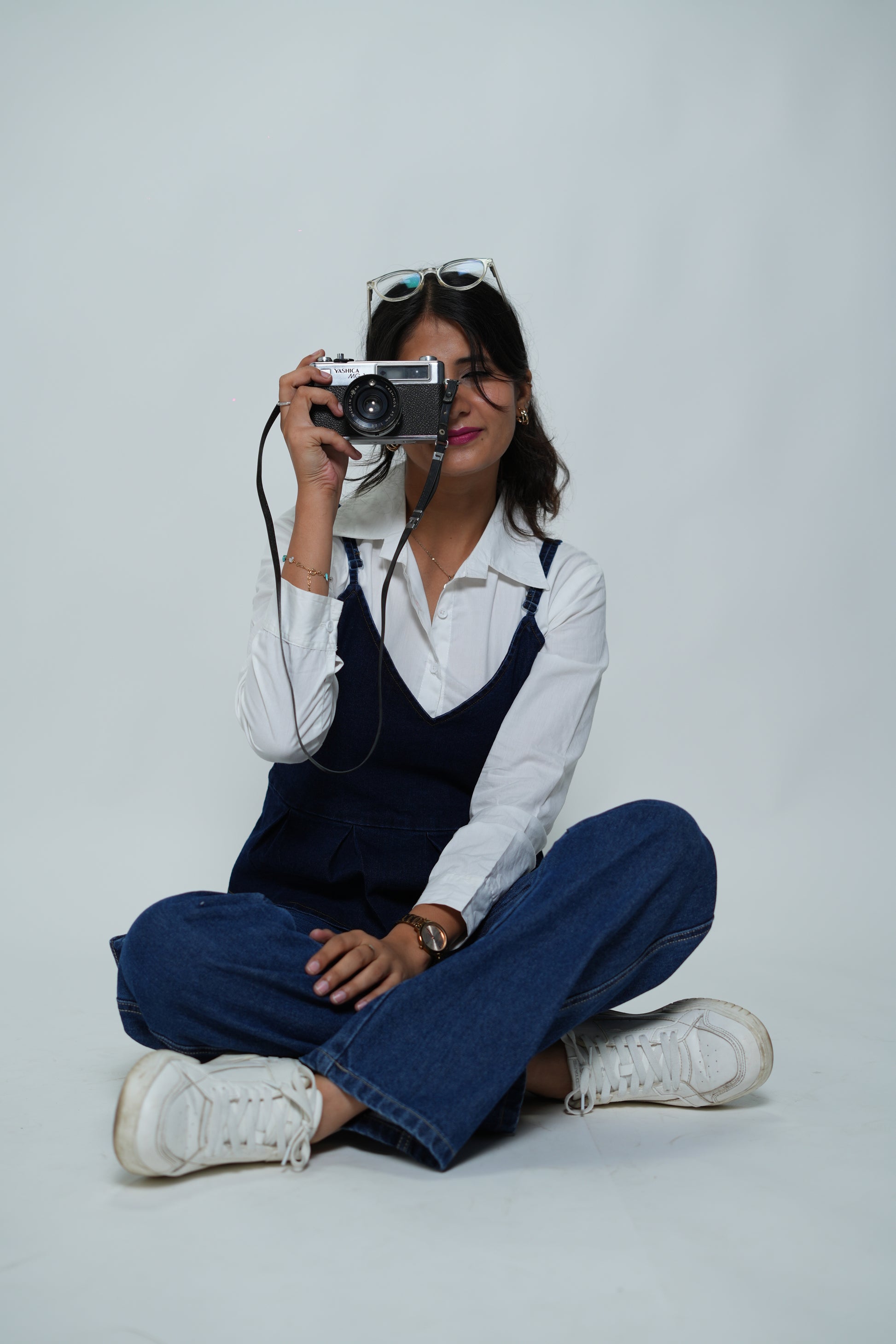 Shirt With Denim Sleeveless Peplum Top White