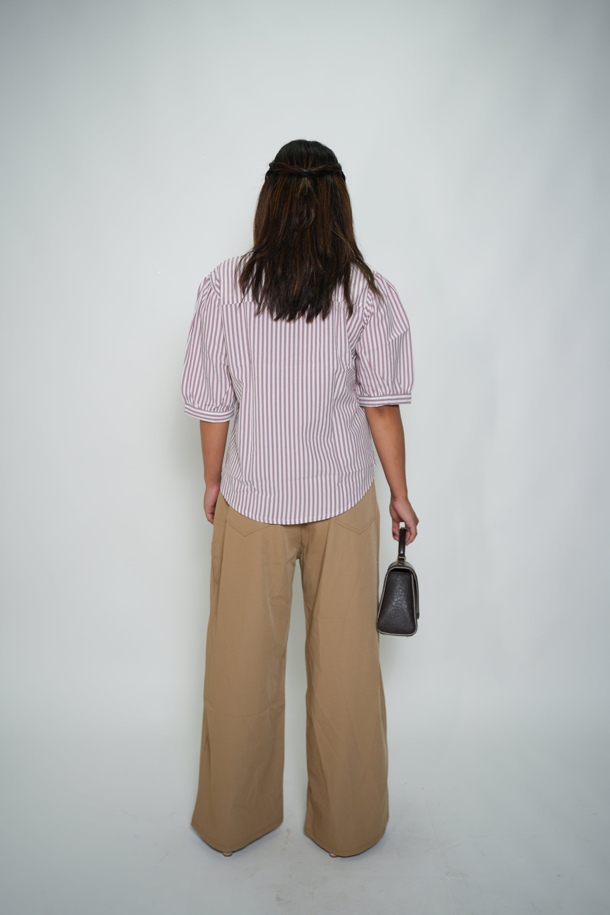 Striped Embrioded Shirt Pink