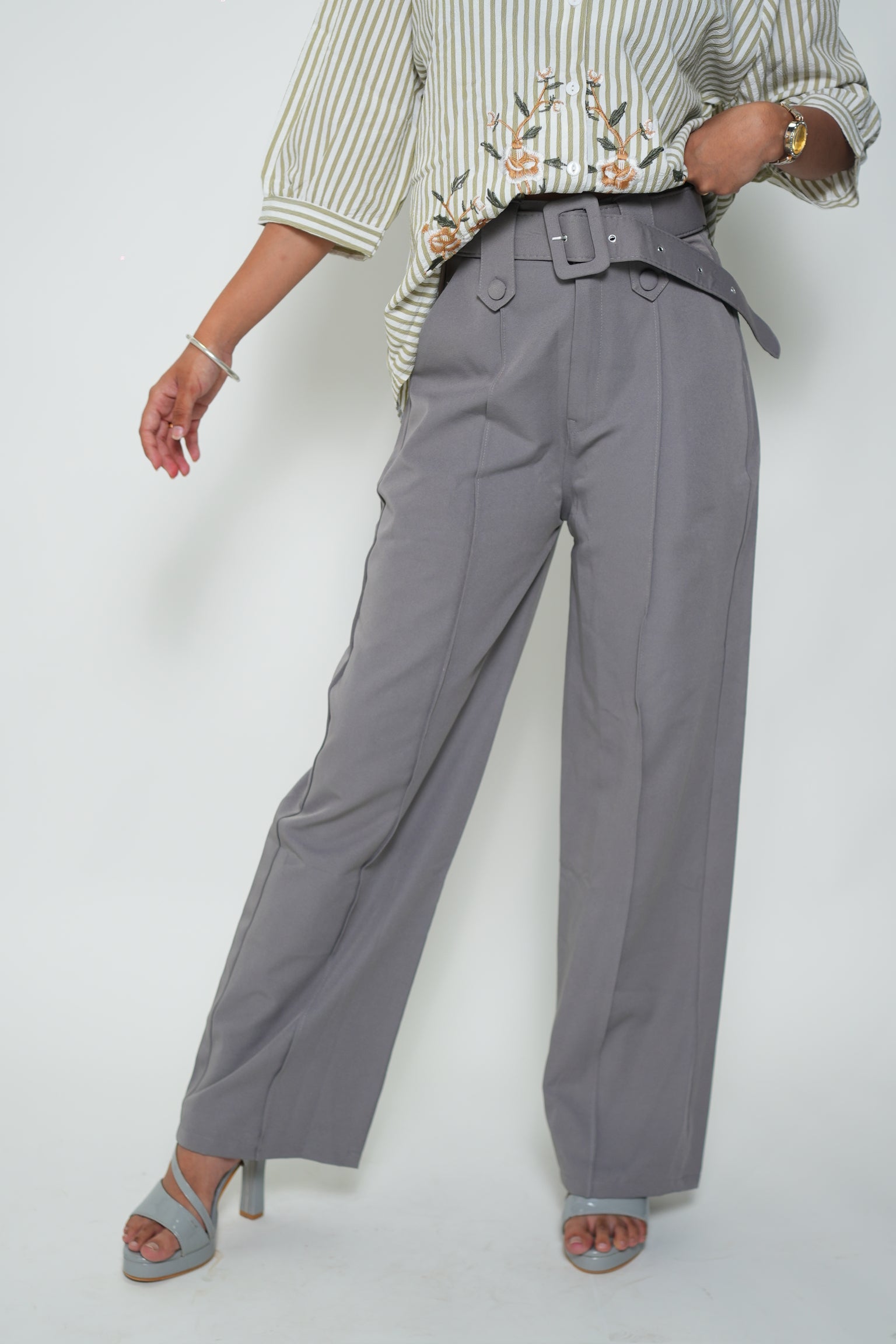Straight Fit Korean Pants Gray