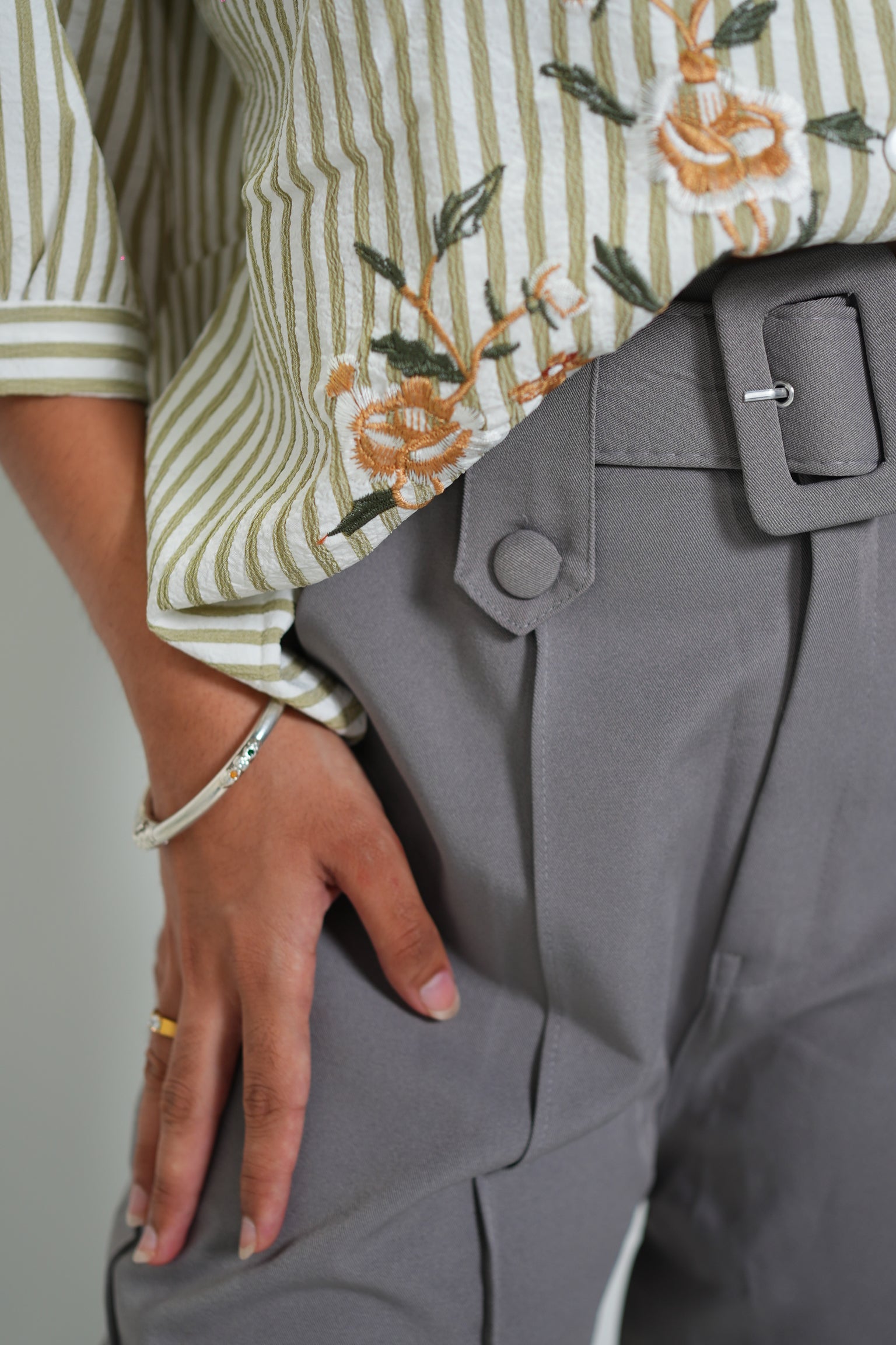 Straight Fit Korean Pants Gray