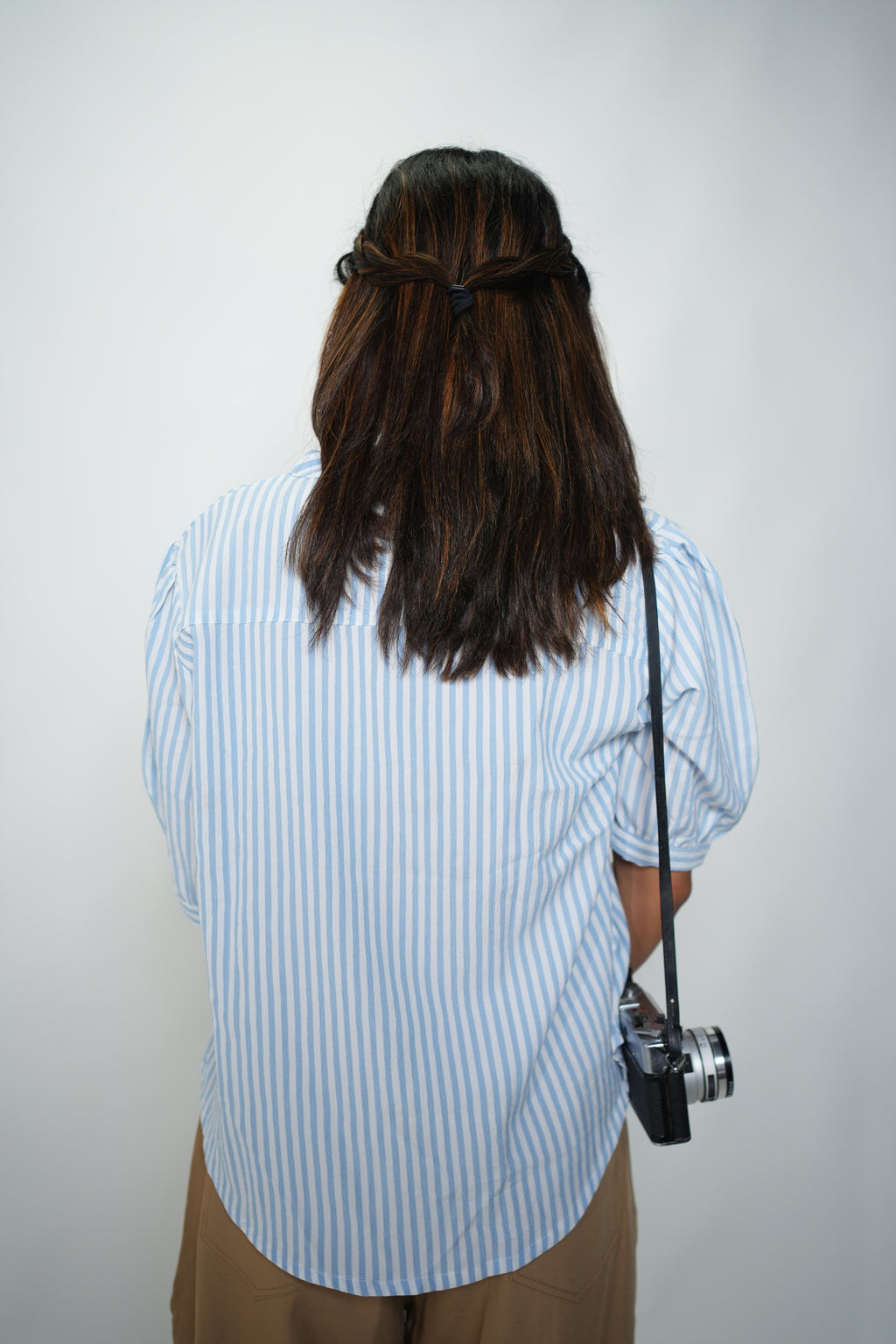 Striped Embrioded Shirt Sky Blue