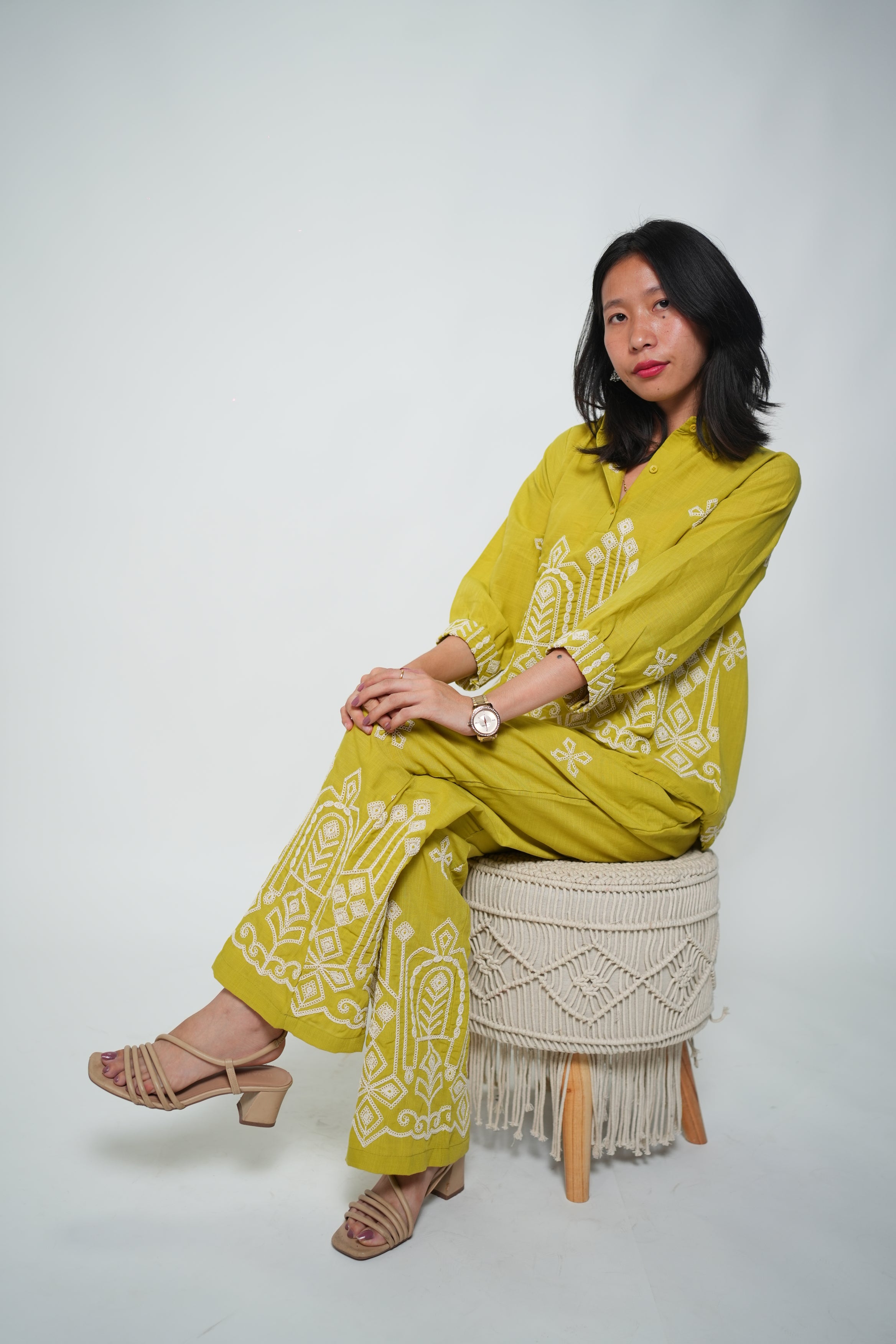 Embroided Coord Set Green