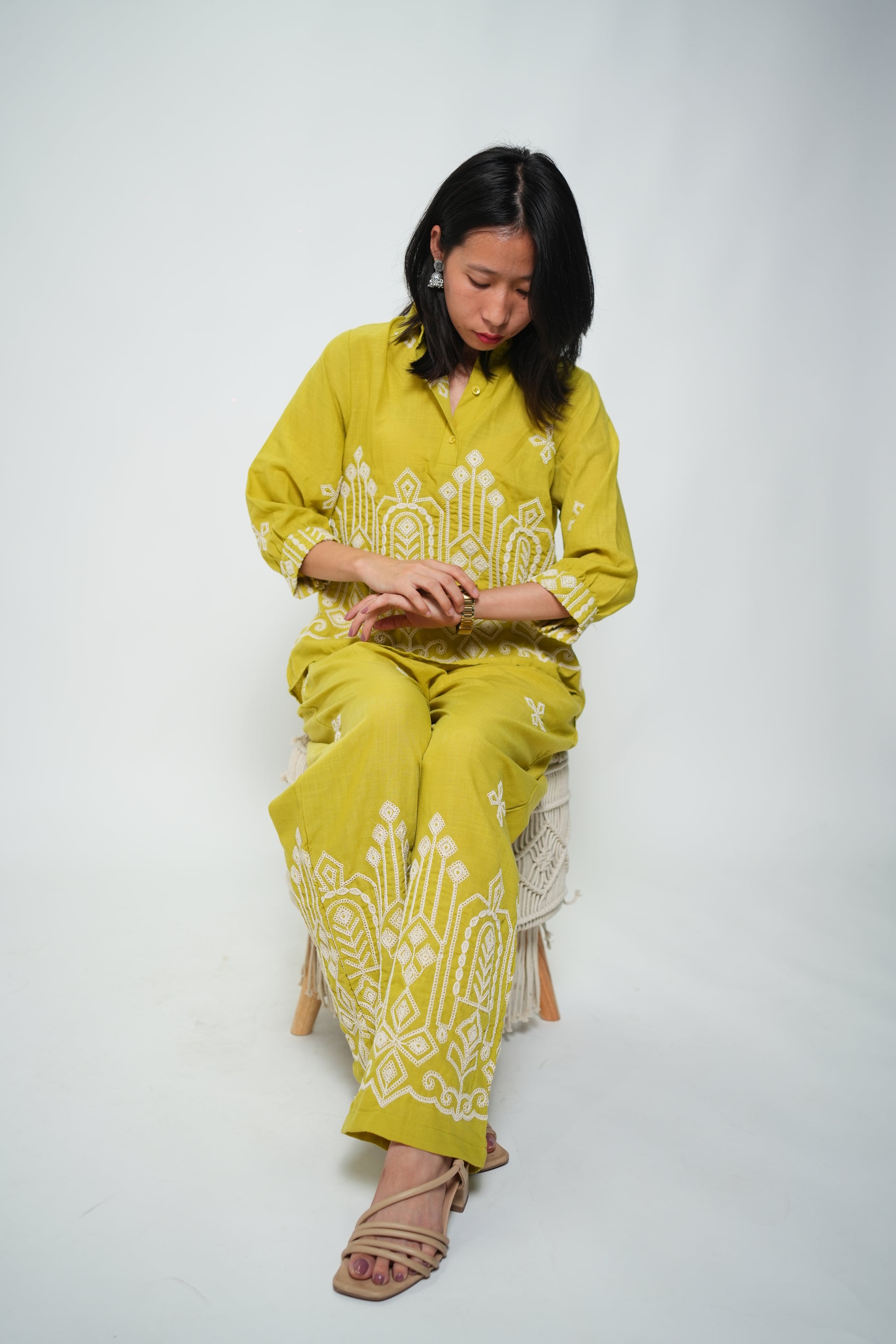 Embroided Coord Set Green