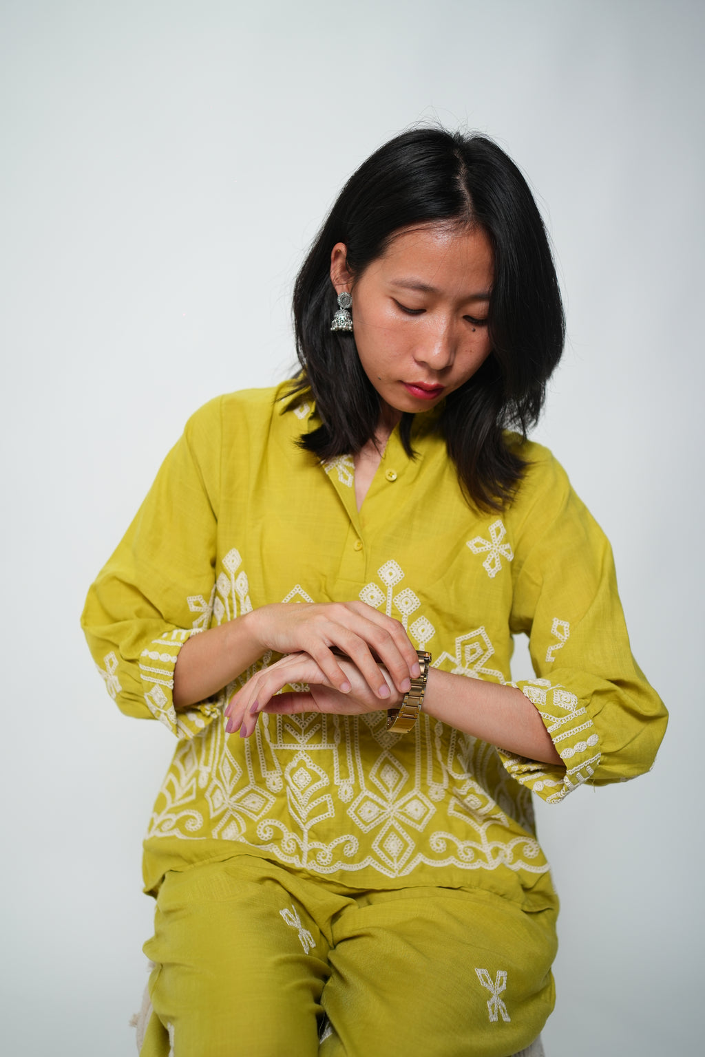 Embroided Coord Set Green