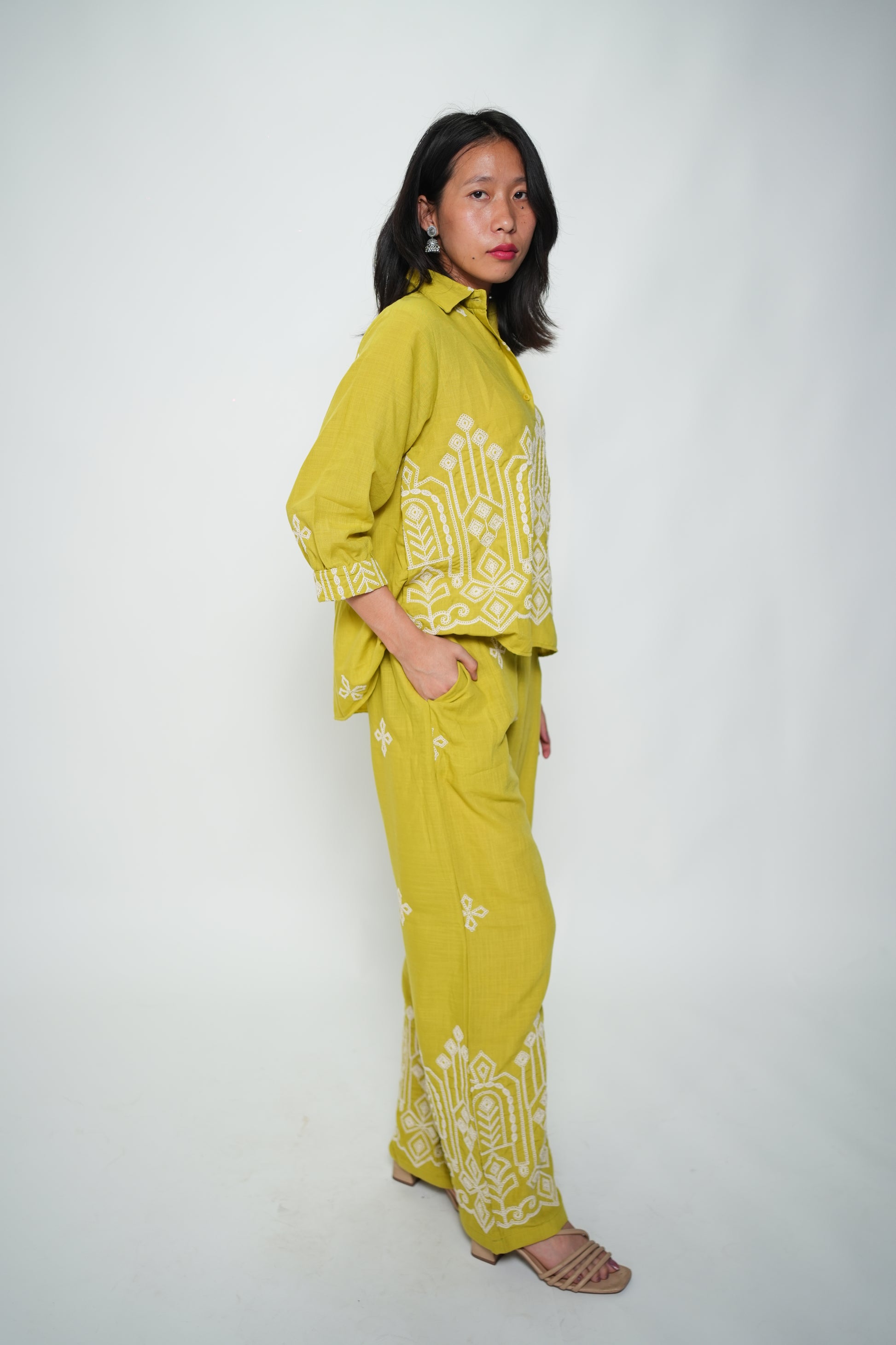 Embroided Coord Set Green