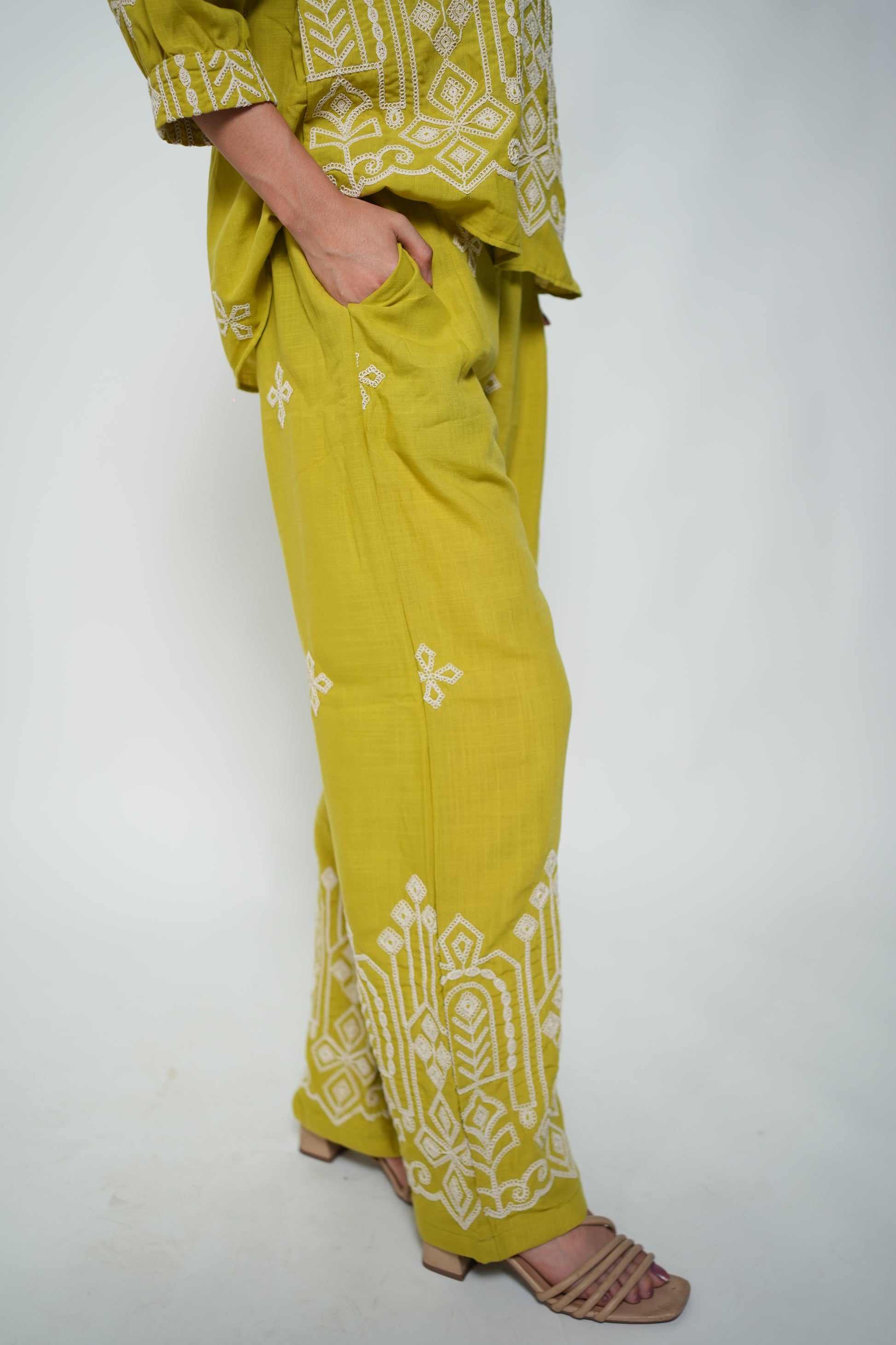 Embroided Coord Set Green