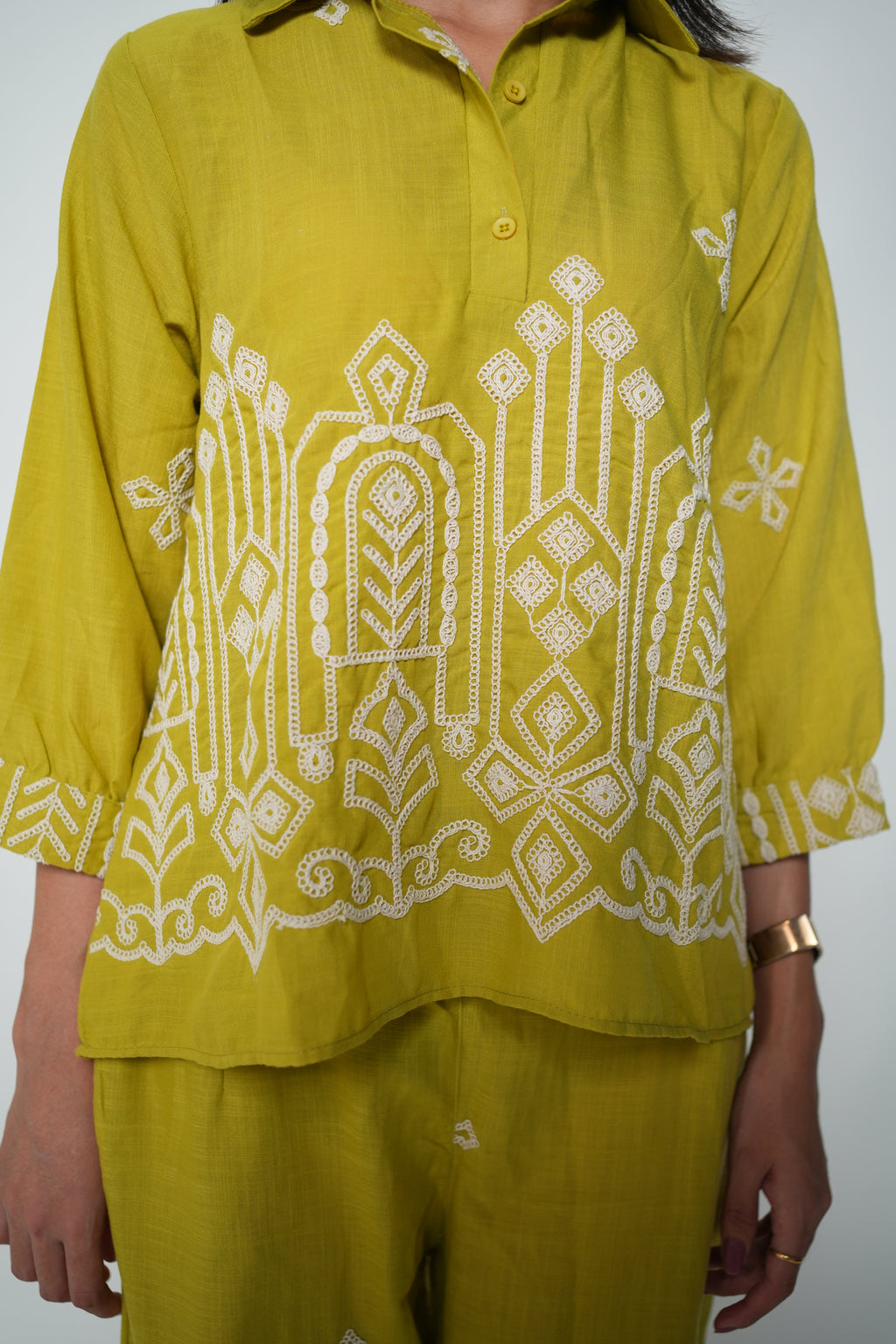 Embroided Coord Set Green