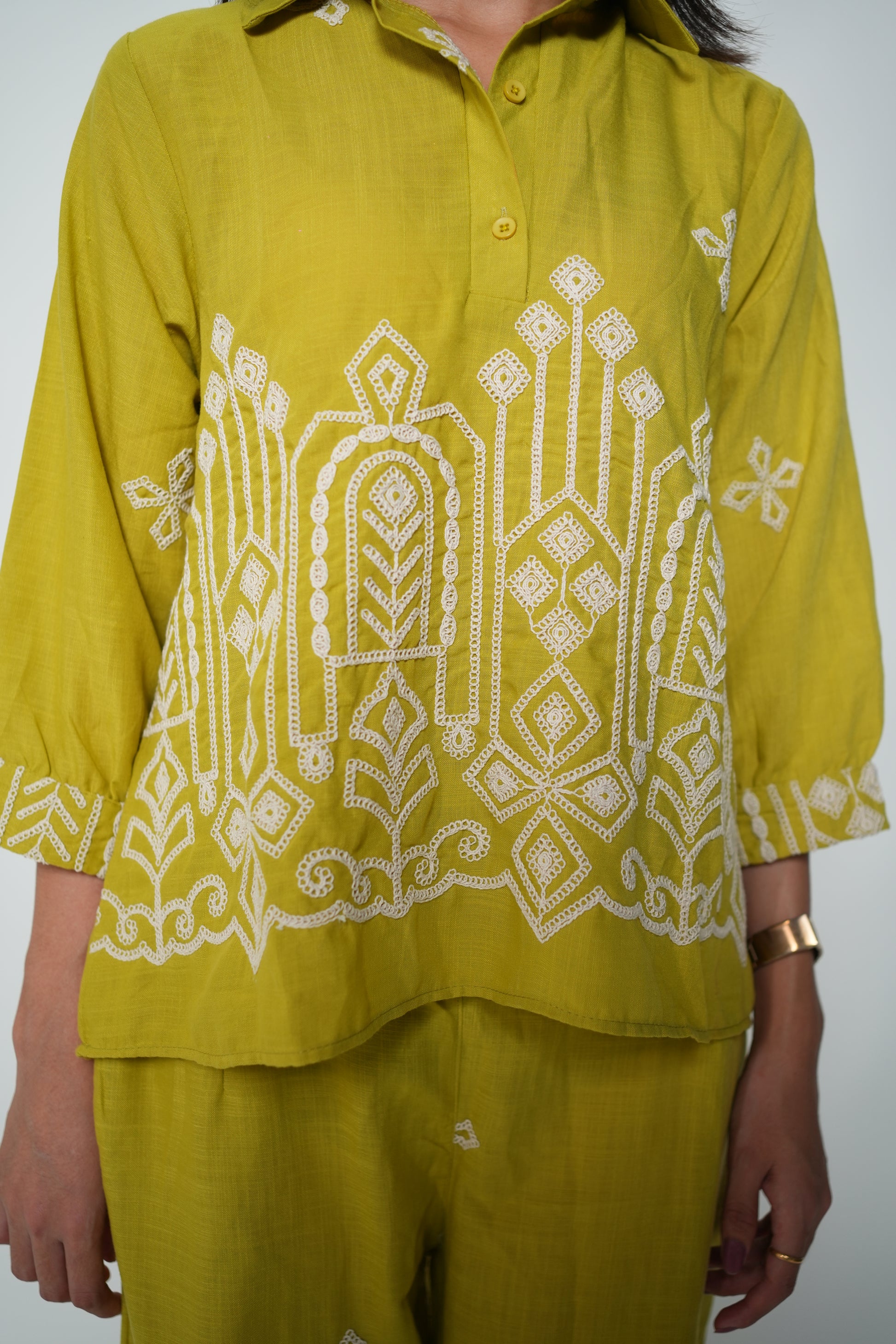 Embroided Coord Set Green