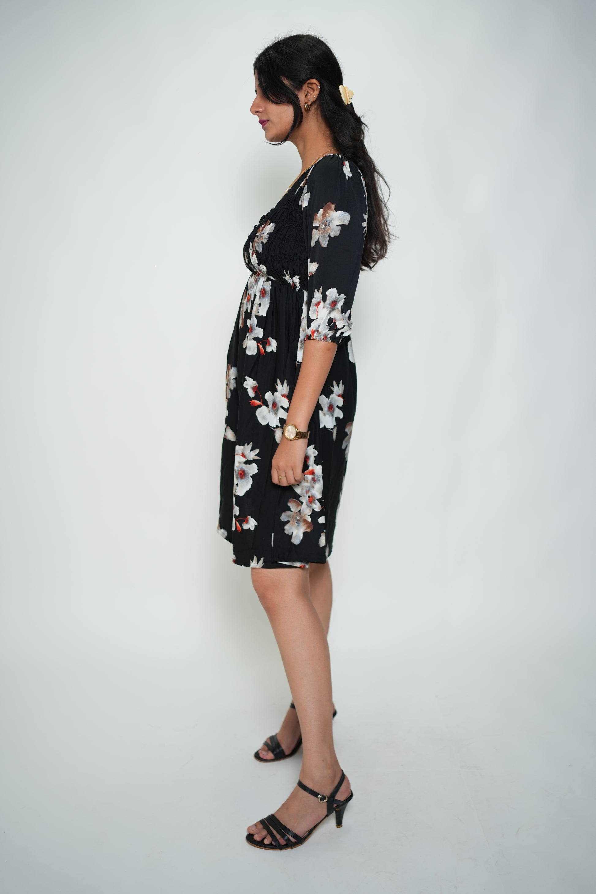 Synced and Scrunched Waist Dress Black