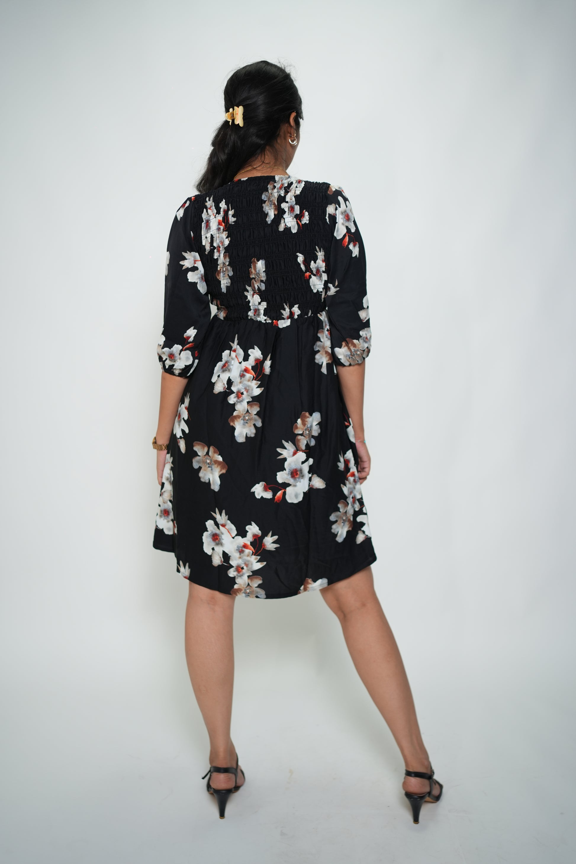 Synced and Scrunched Waist Dress Black