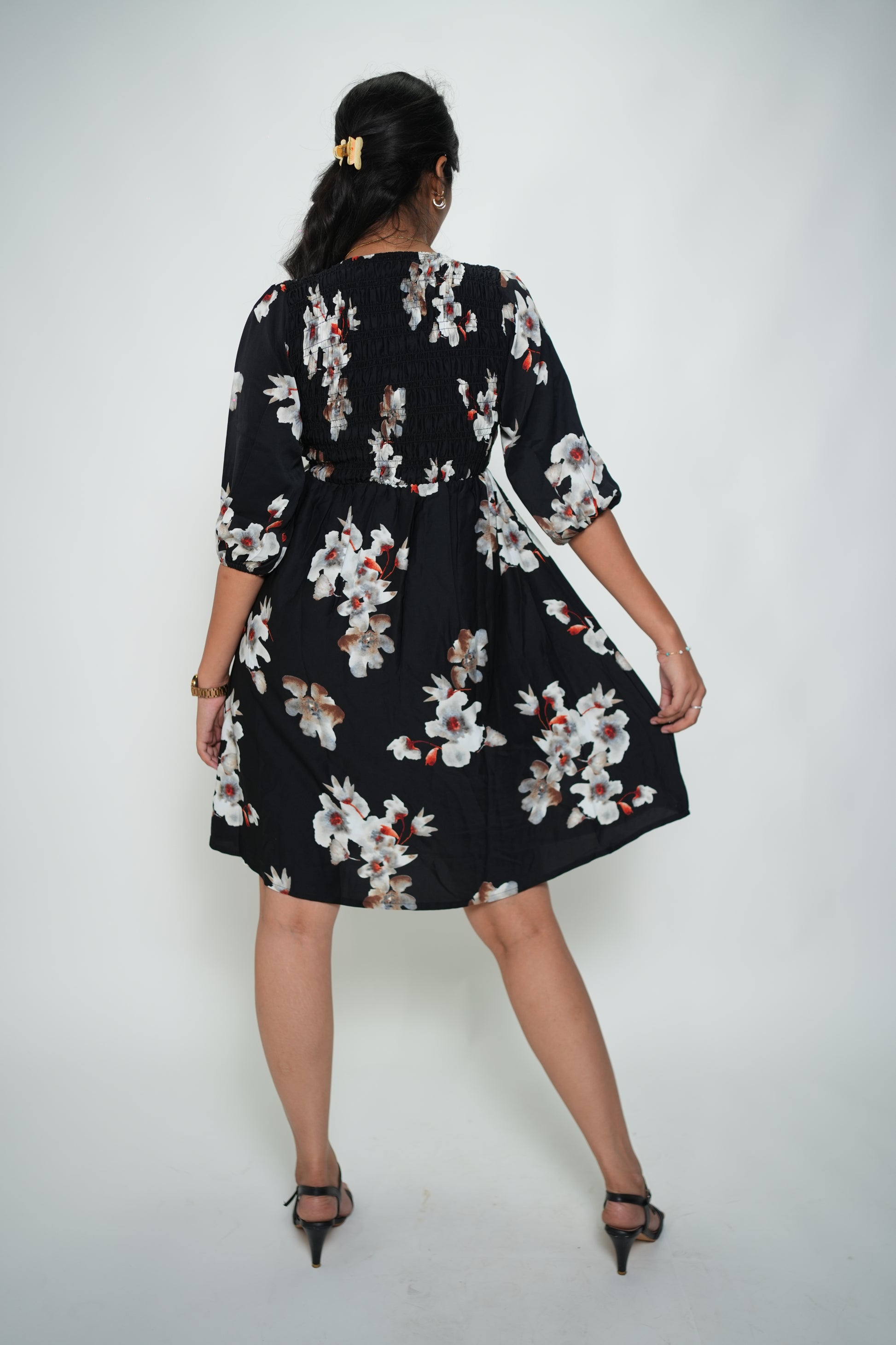 Synced and Scrunched Waist Dress Black