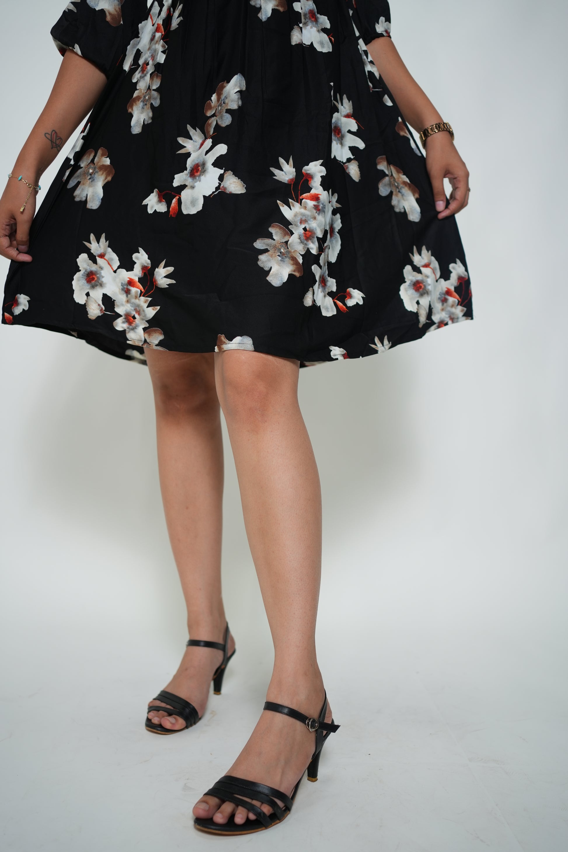 Synced and Scrunched Waist Dress Black