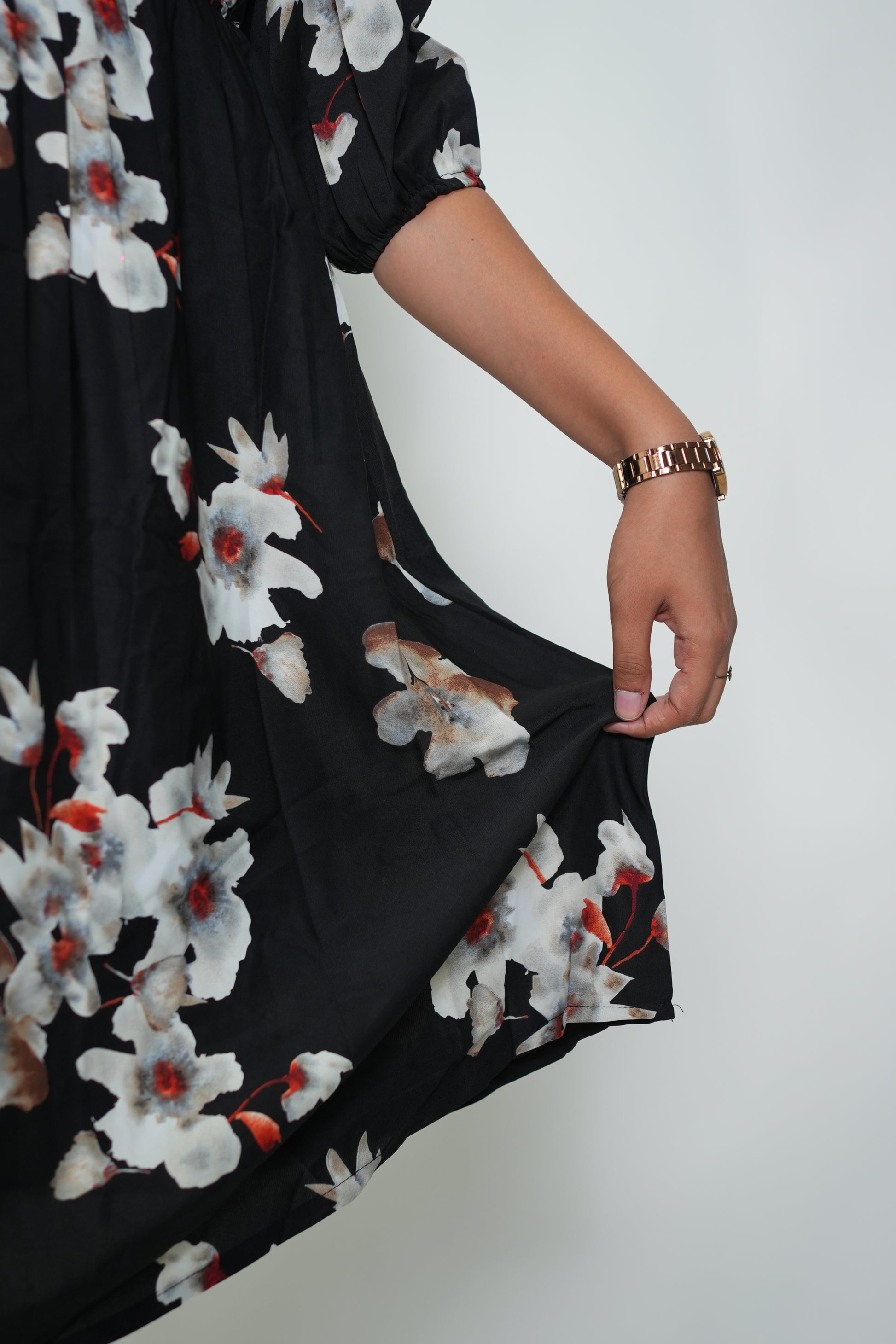 Synced and Scrunched Waist Dress Black