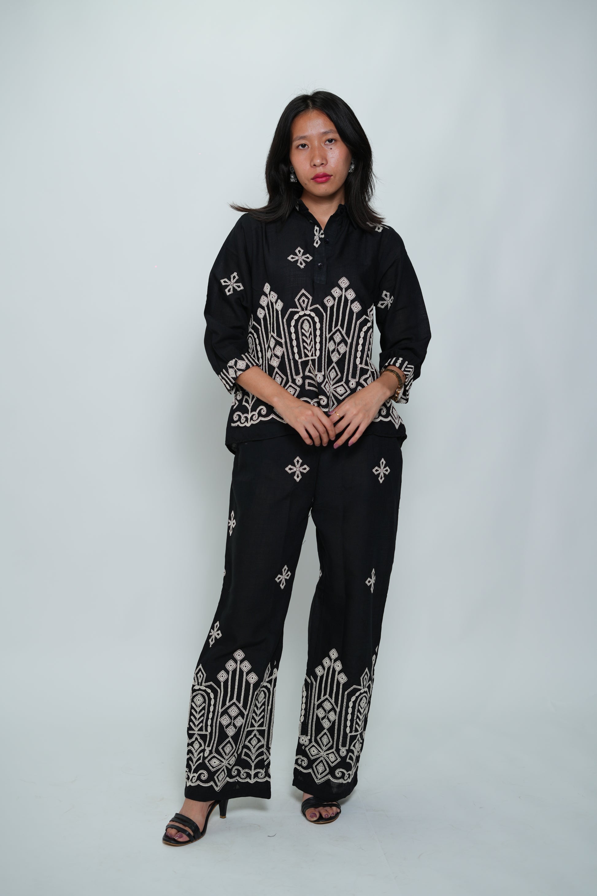 Embroided Coord Set Black