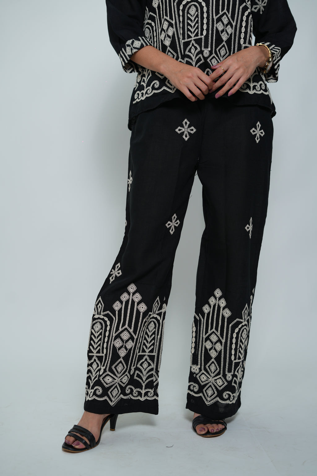 Embroided Coord Set Black