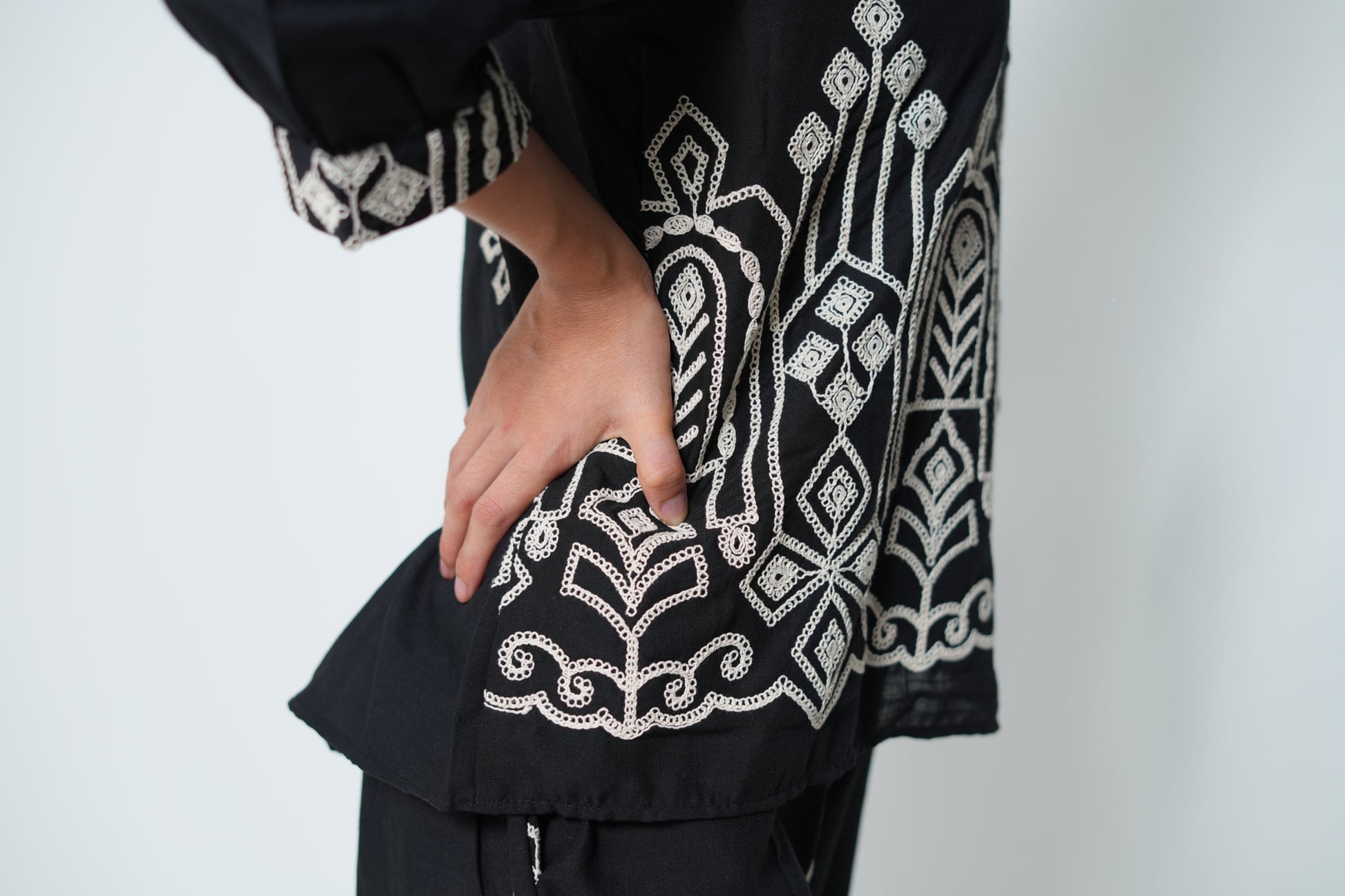 Embroided Coord Set Black