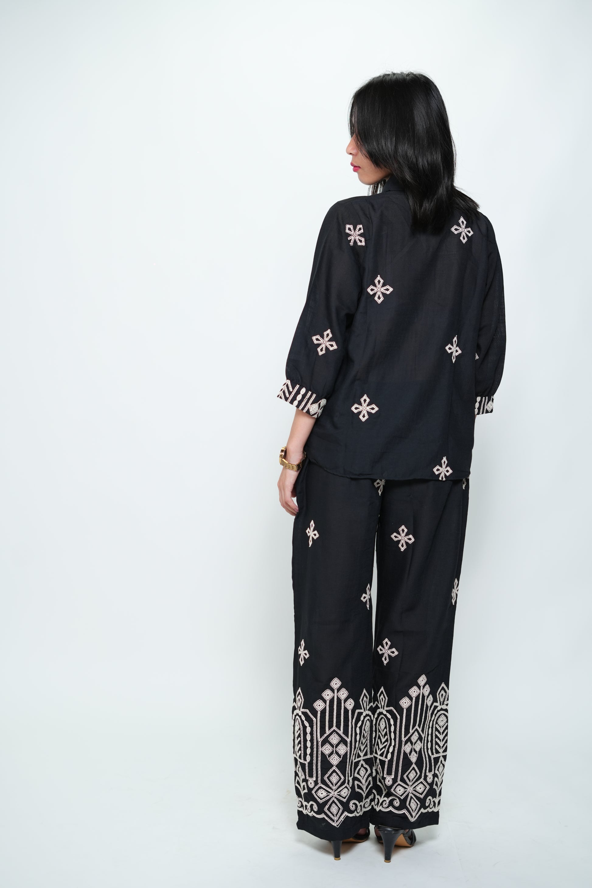 Embroided Coord Set Black