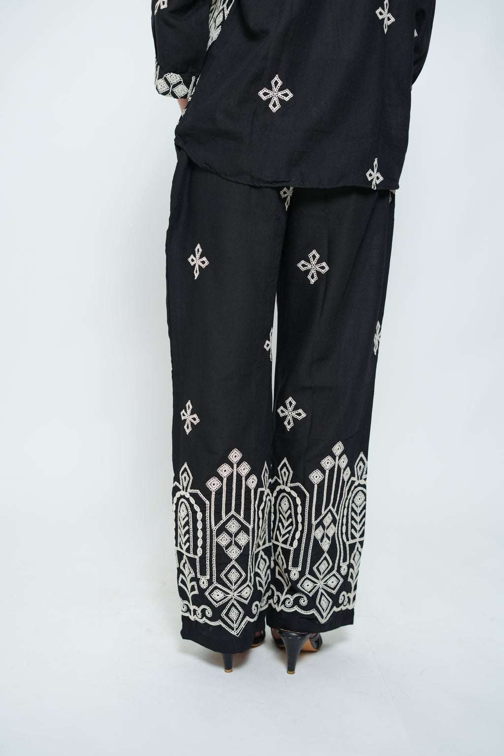 Embroided Coord Set Black