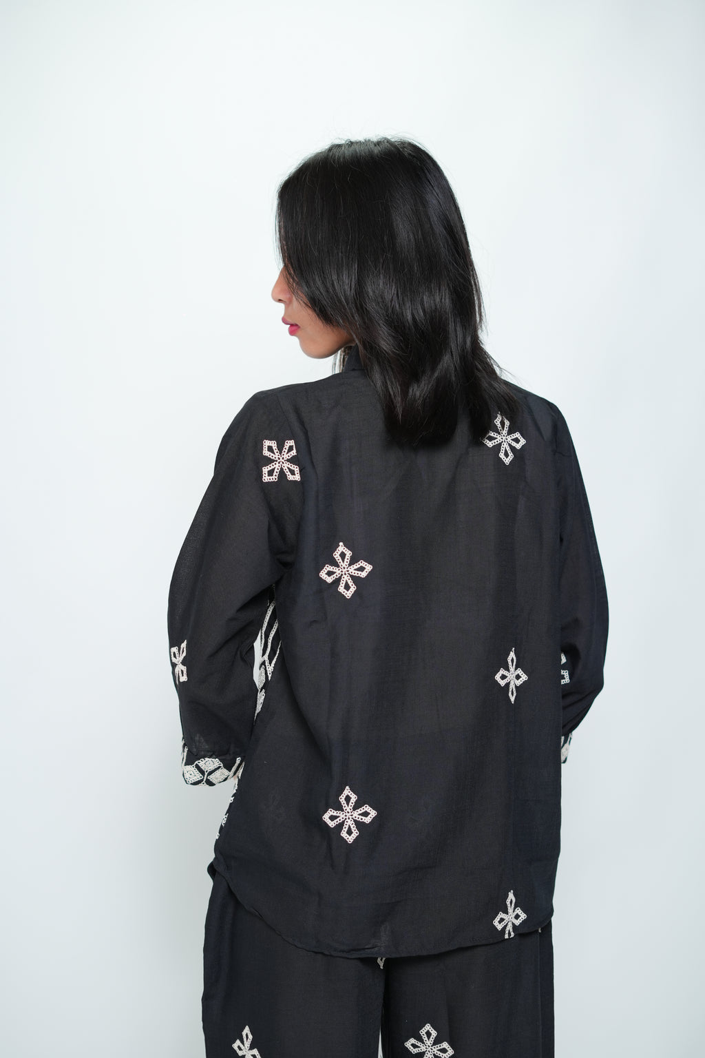 Embroided Coord Set Black