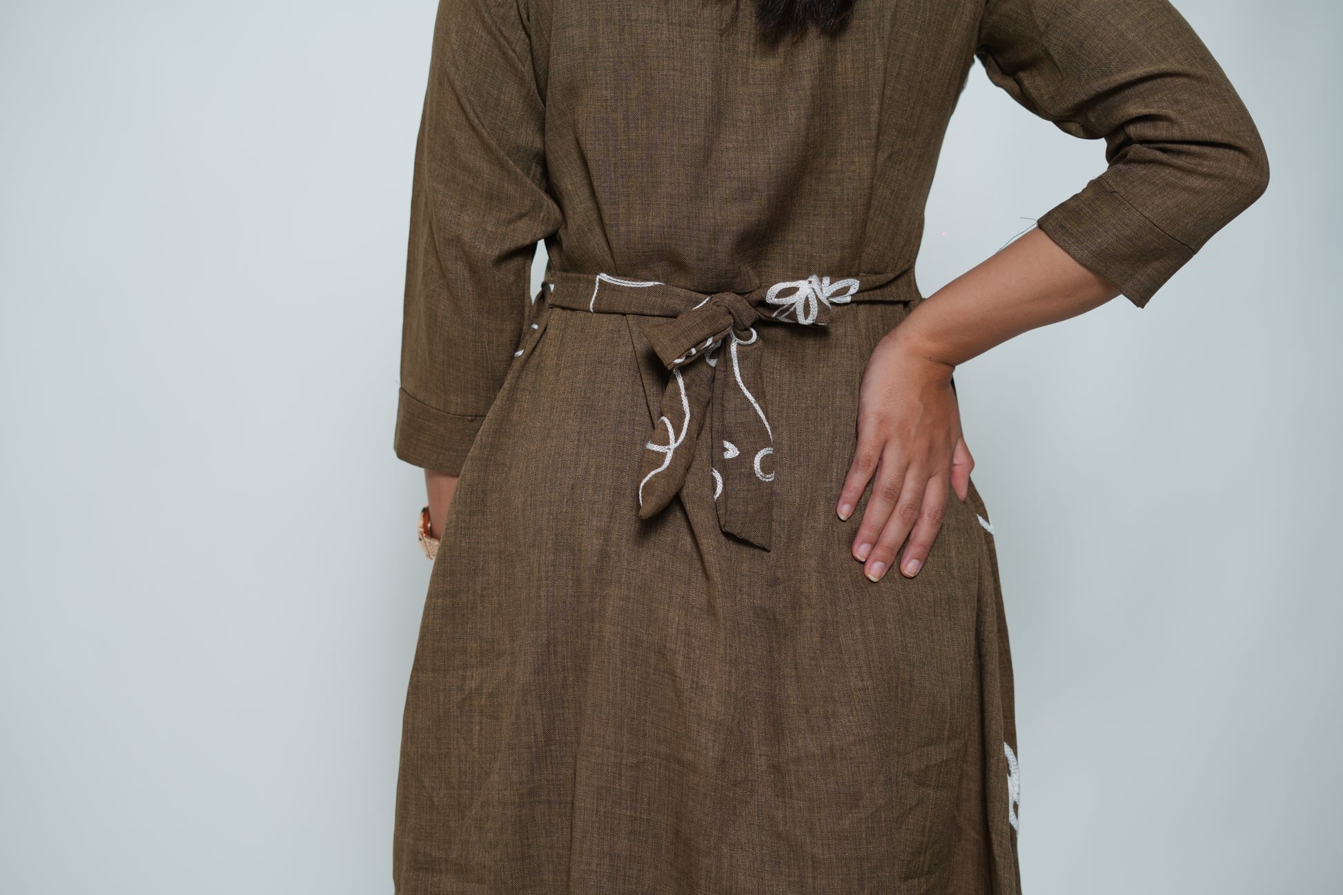 Embroided Dress Olive