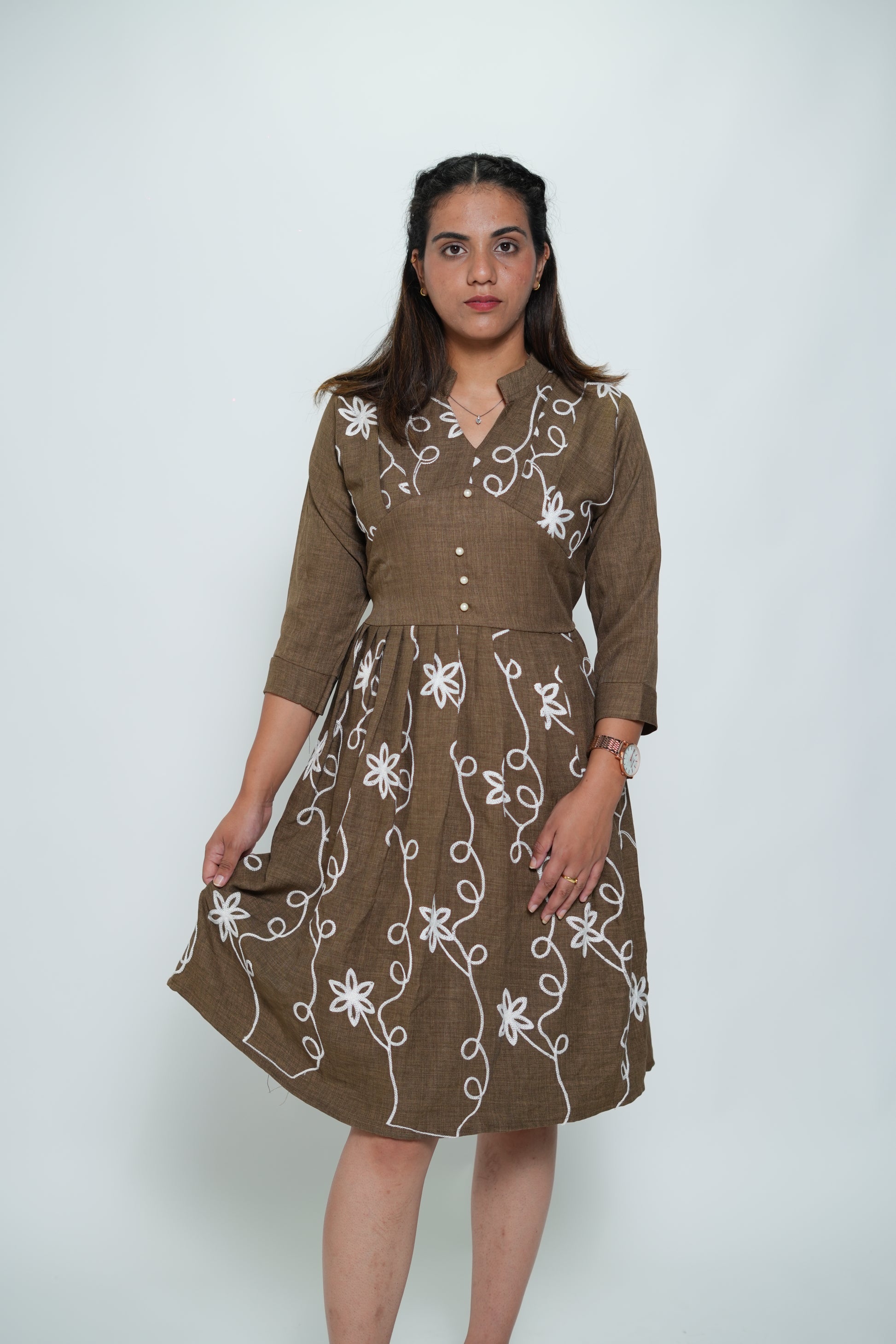 Embroided Dress Olive