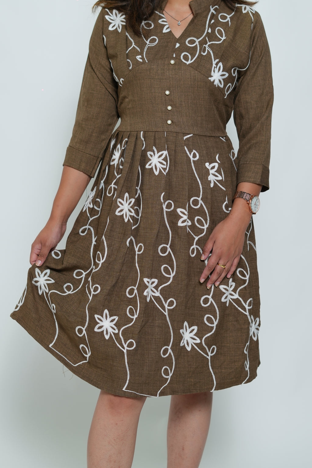Embroided Dress Olive