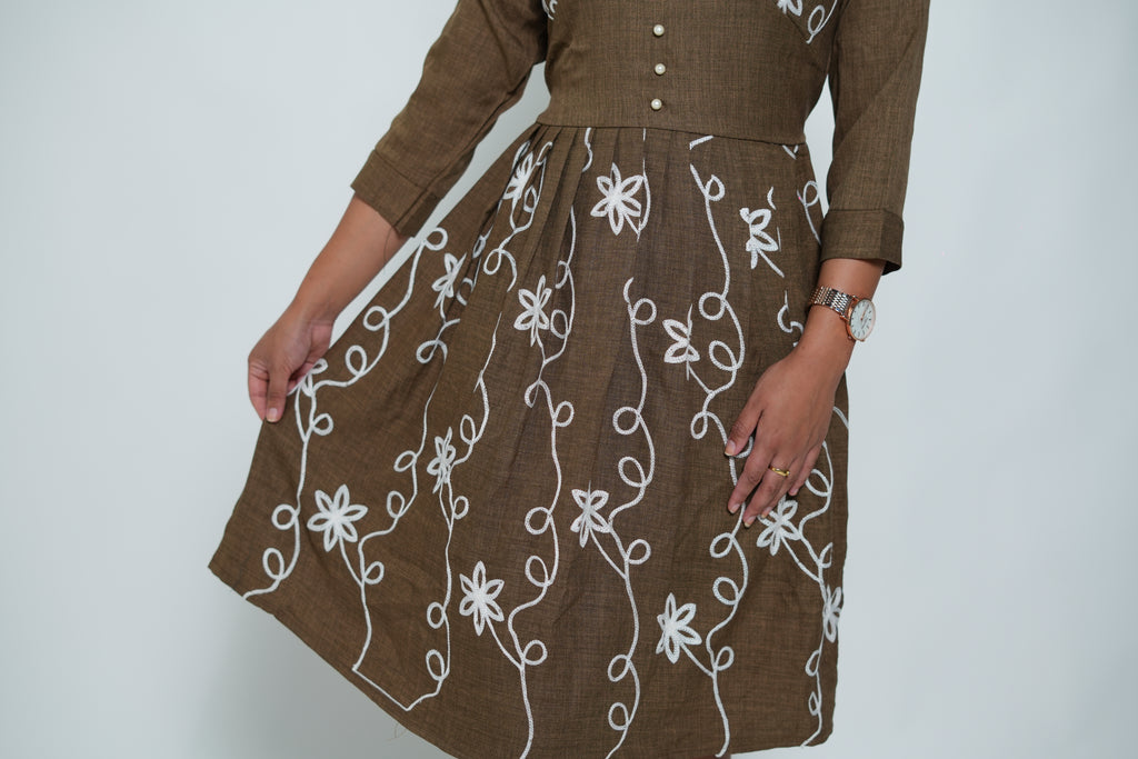 Embroided Dress Olive