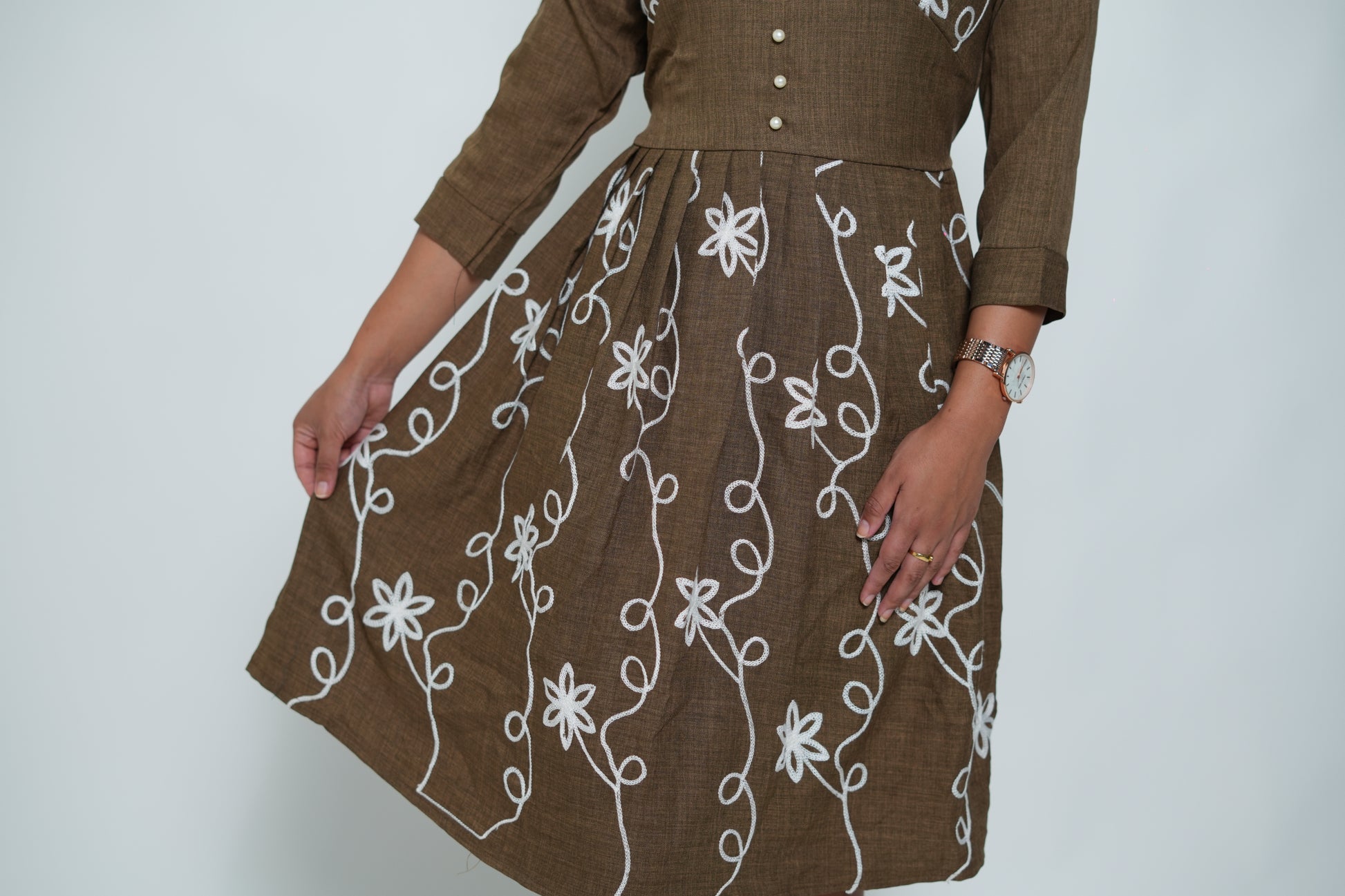 Embroided Dress Olive