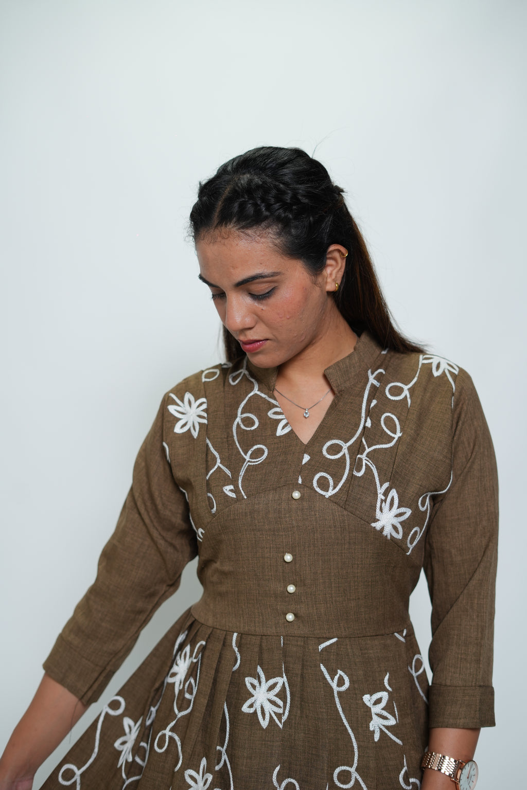 Embroided Dress Olive