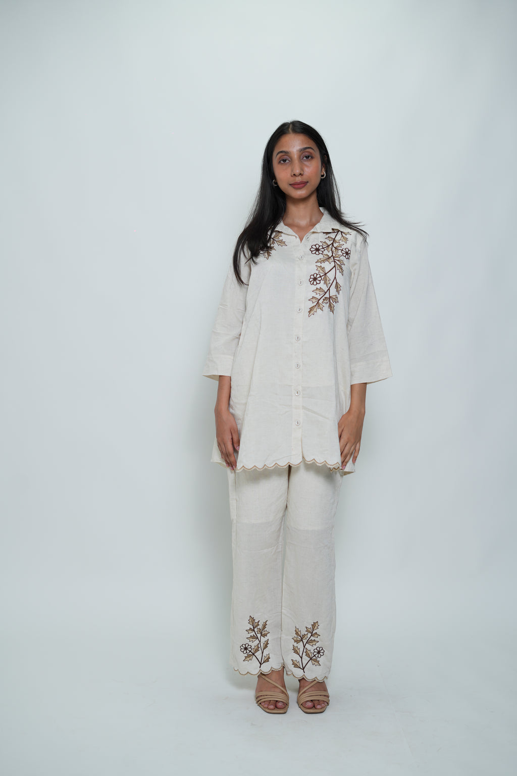 White Flower Print Coord Set