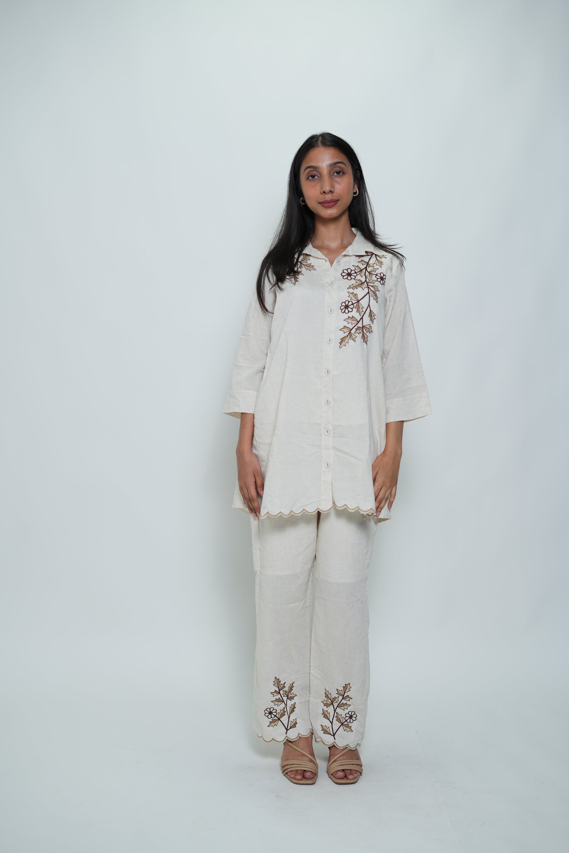 White Flower Print Coord Set