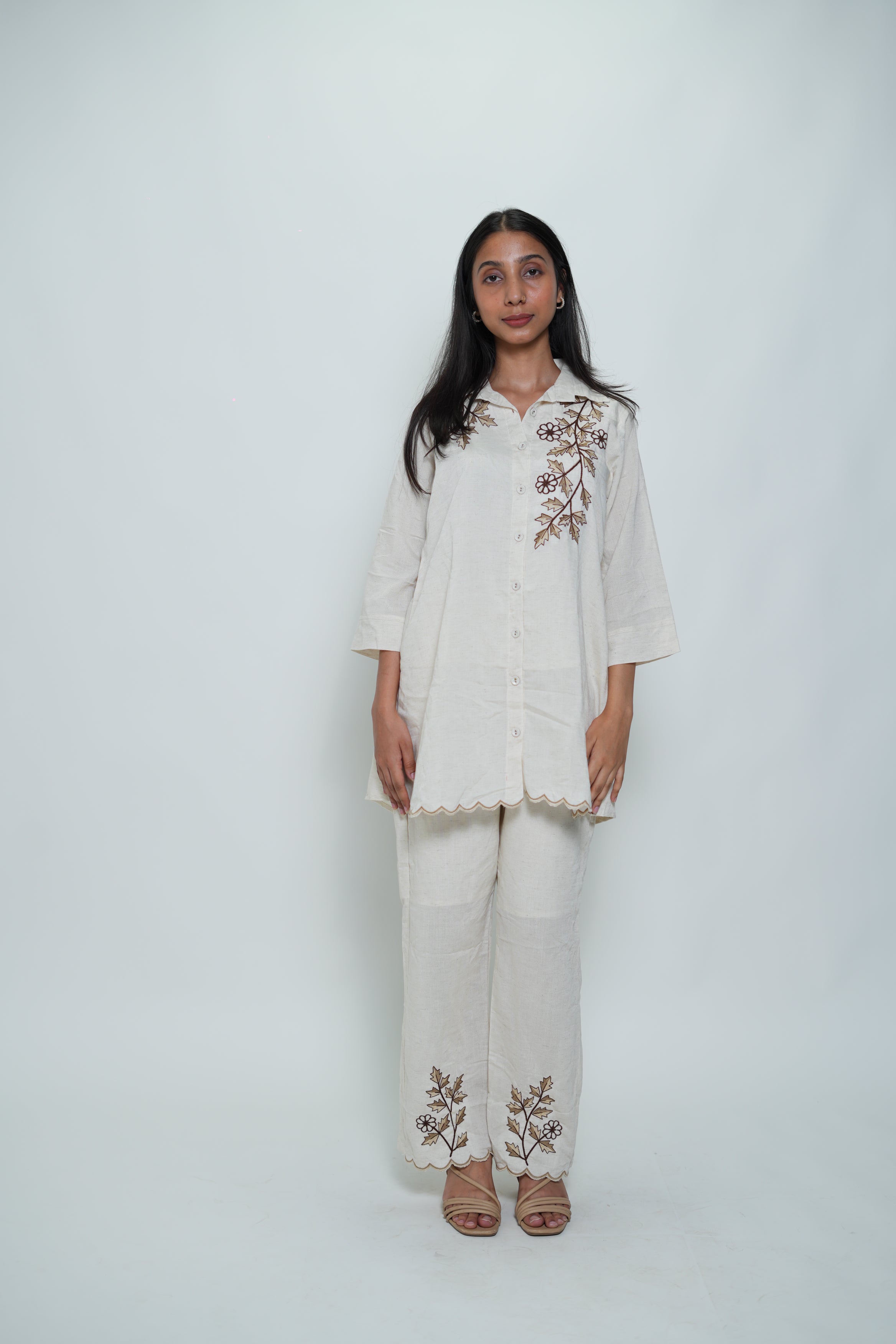 White Flower Print Coord Set