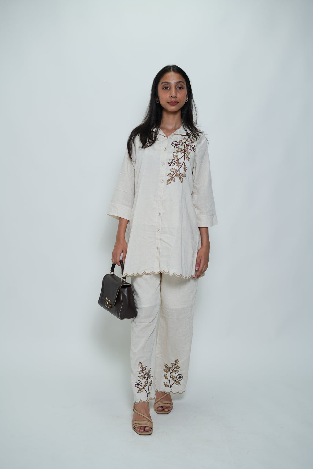 White Flower Print Coord Set