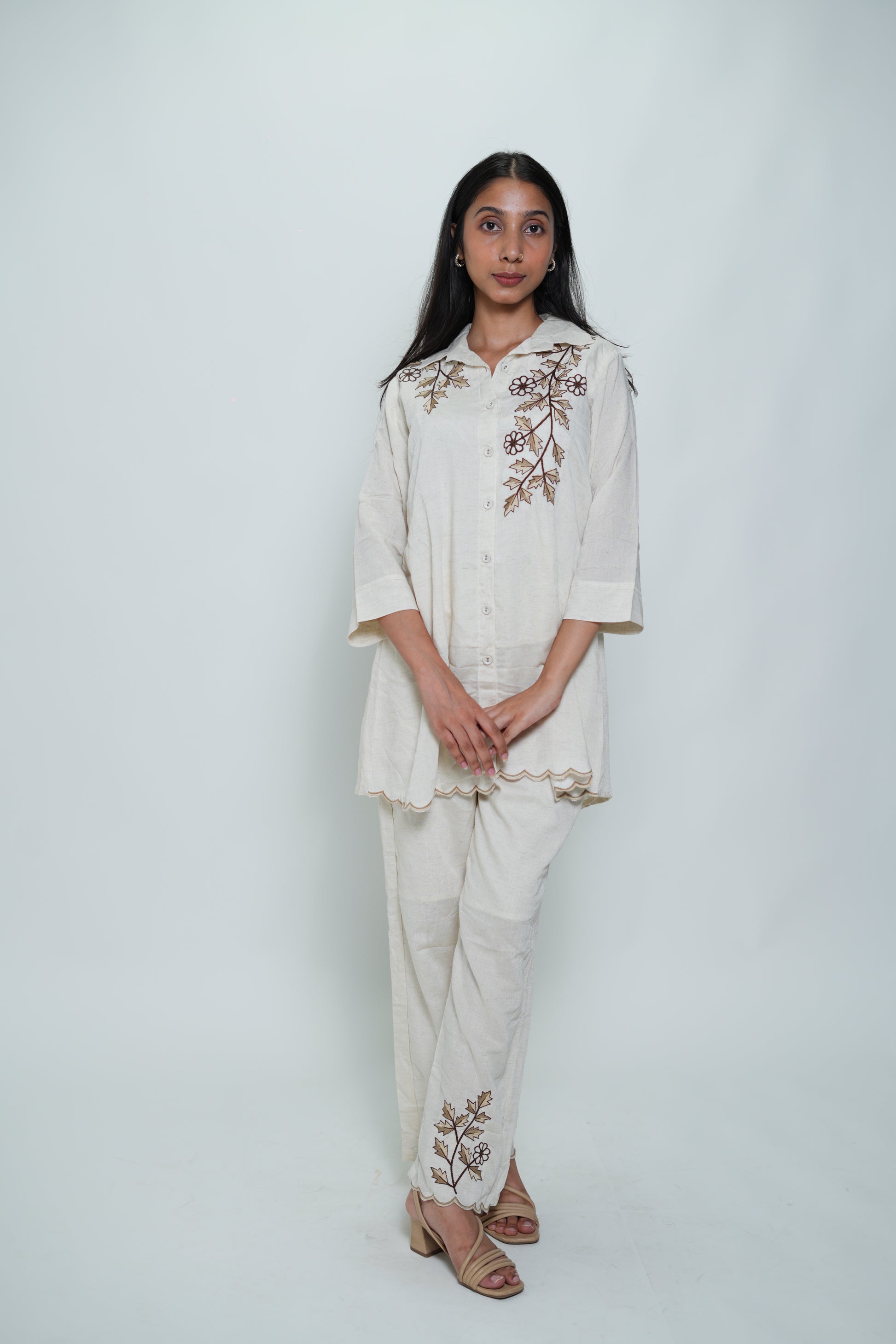 White Flower Print Coord Set