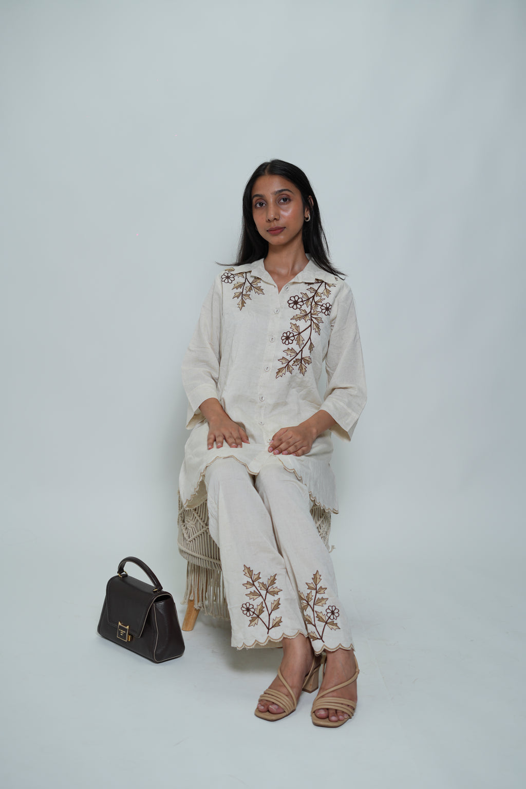 White Flower Print Coord Set