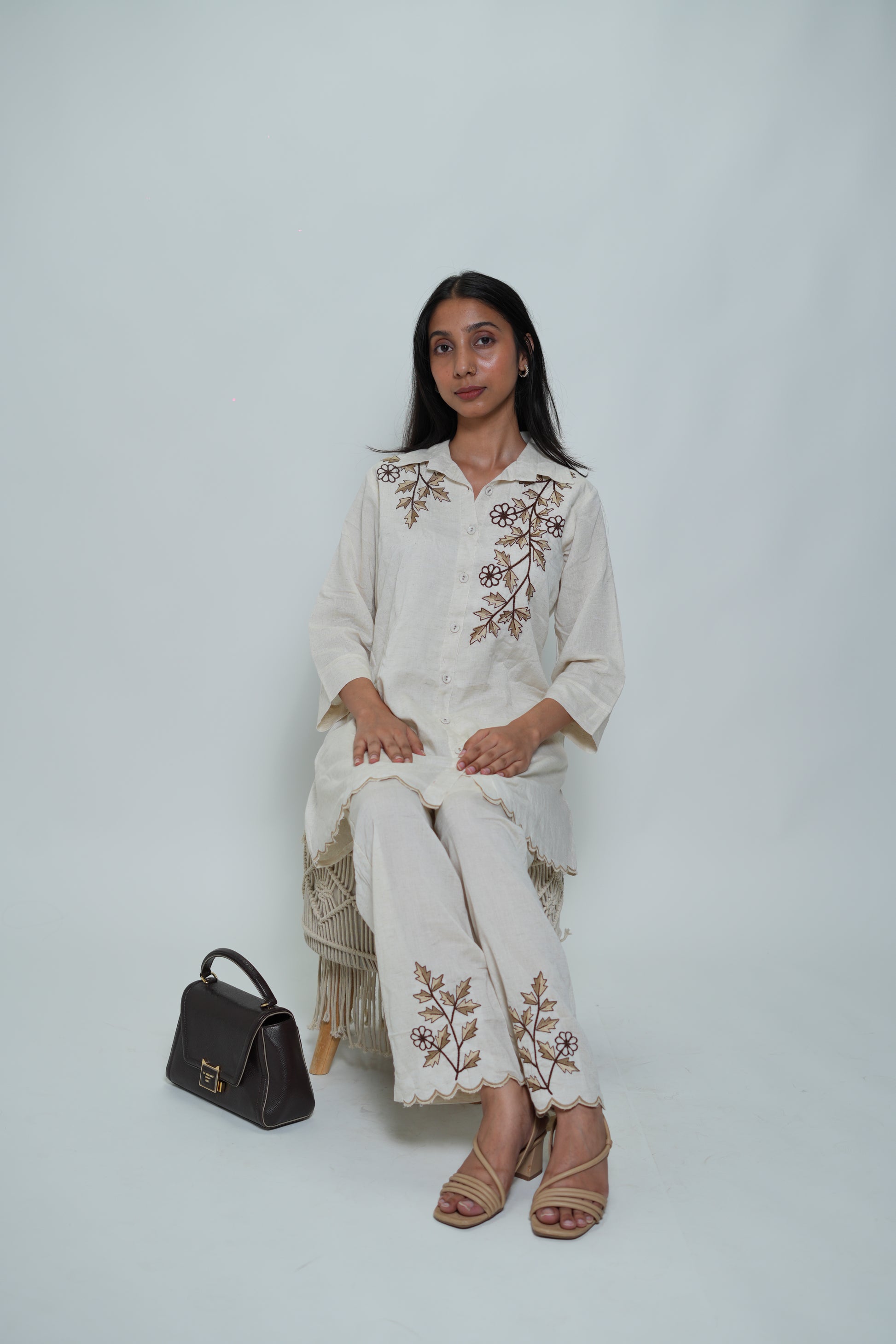 White Flower Print Coord Set