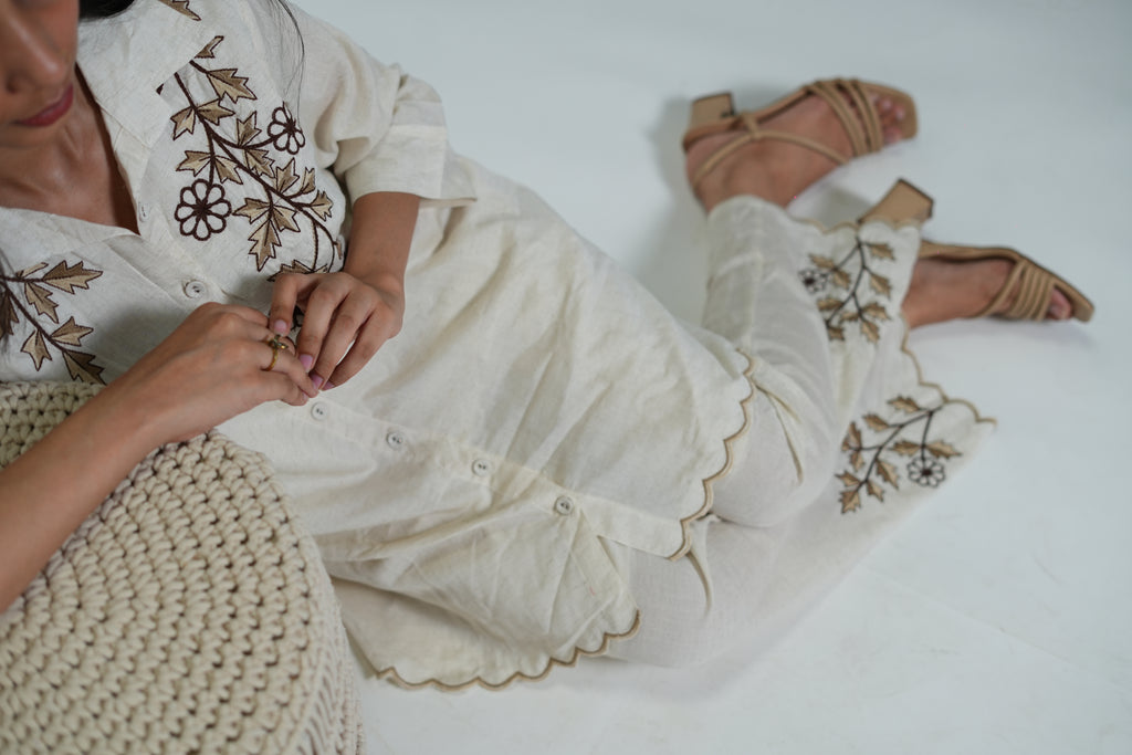 White Flower Print Coord Set