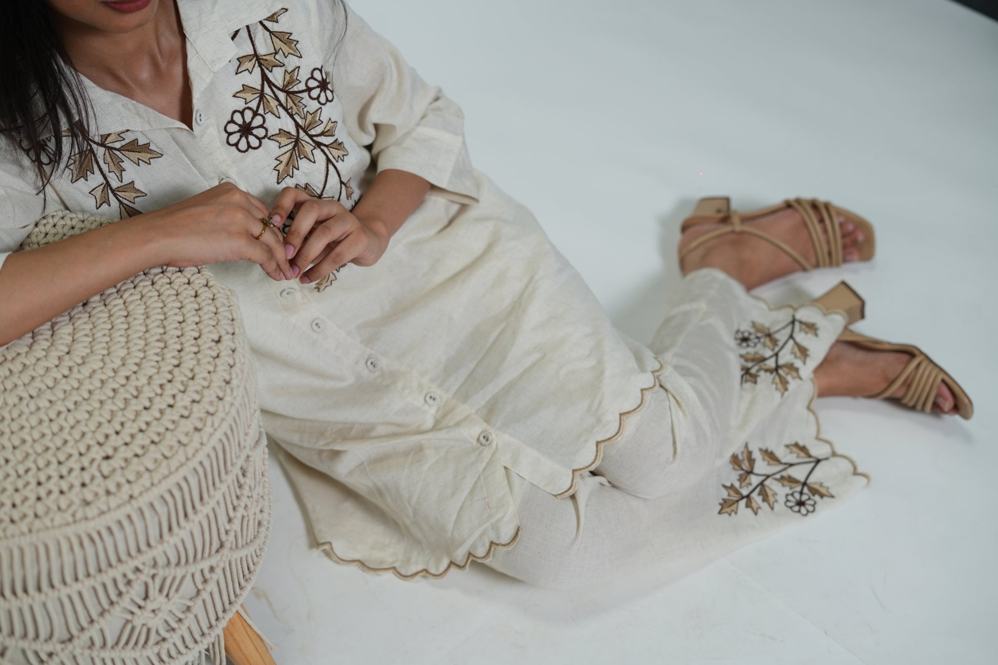 White Flower Print Coord Set