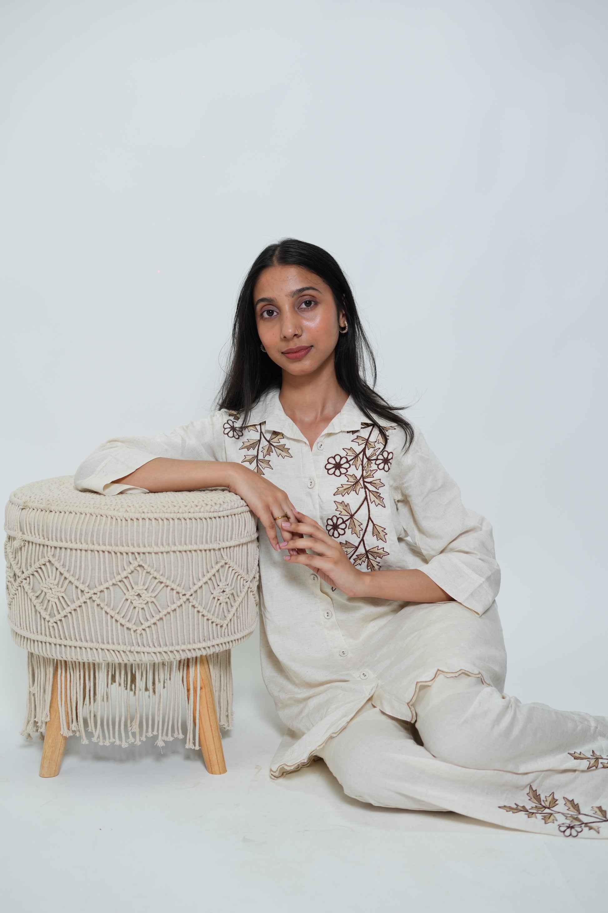 White Flower Print Coord Set