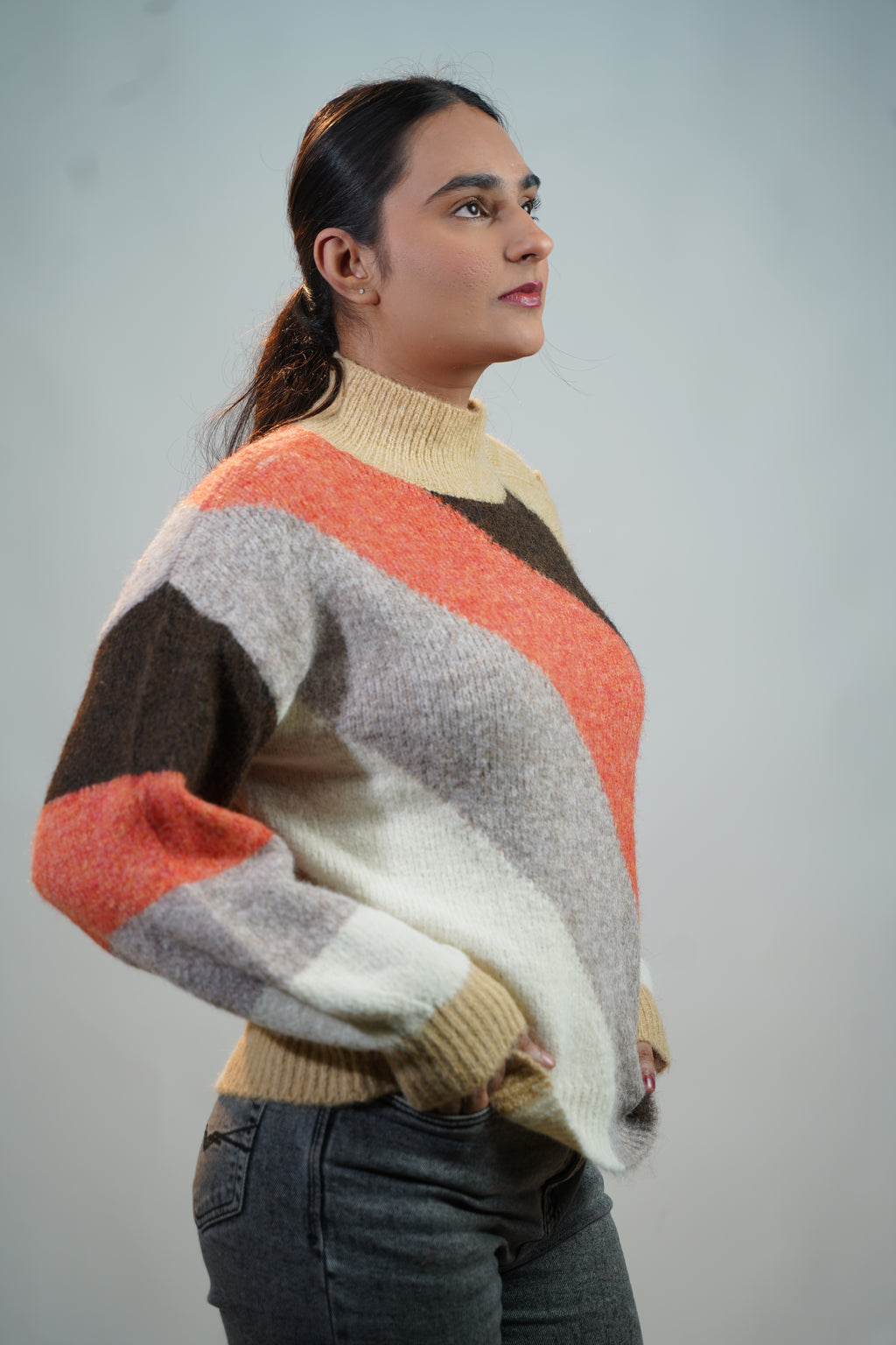 Multicolour Side-Button Sweater