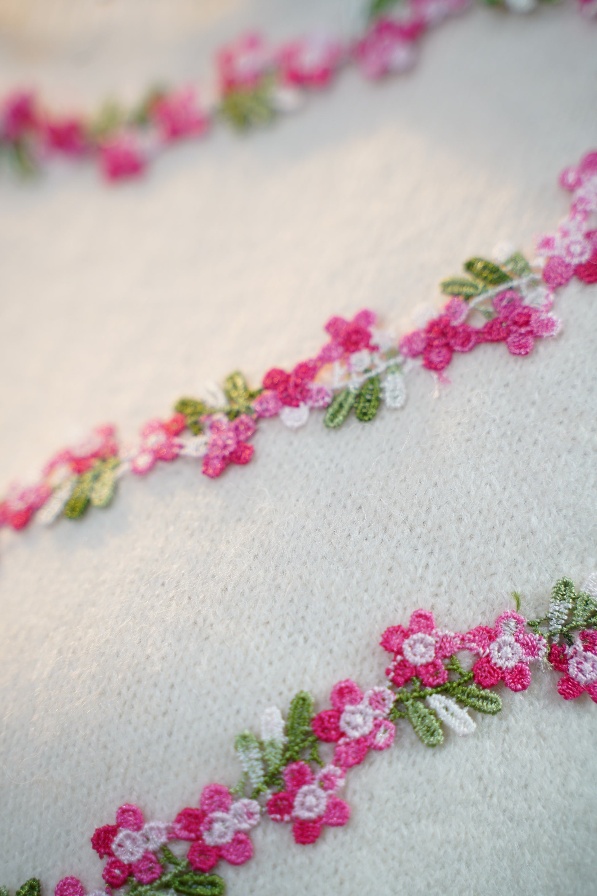 Floral Embellished Sweater White