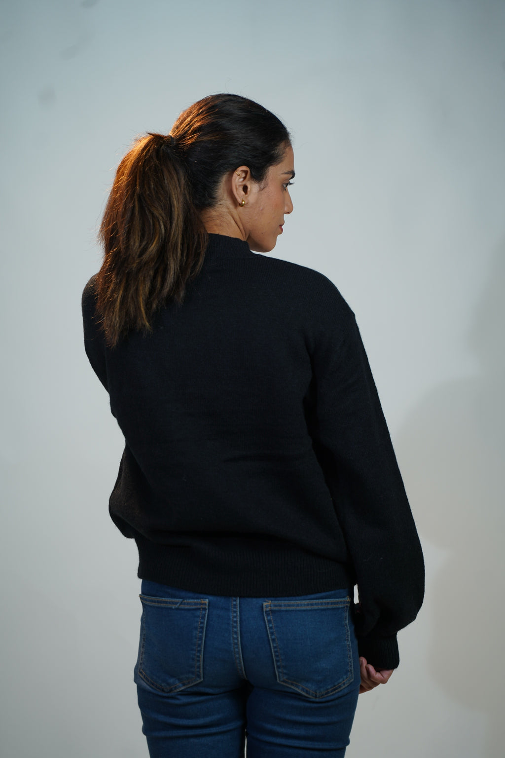 Floral Embellished Sweater Black