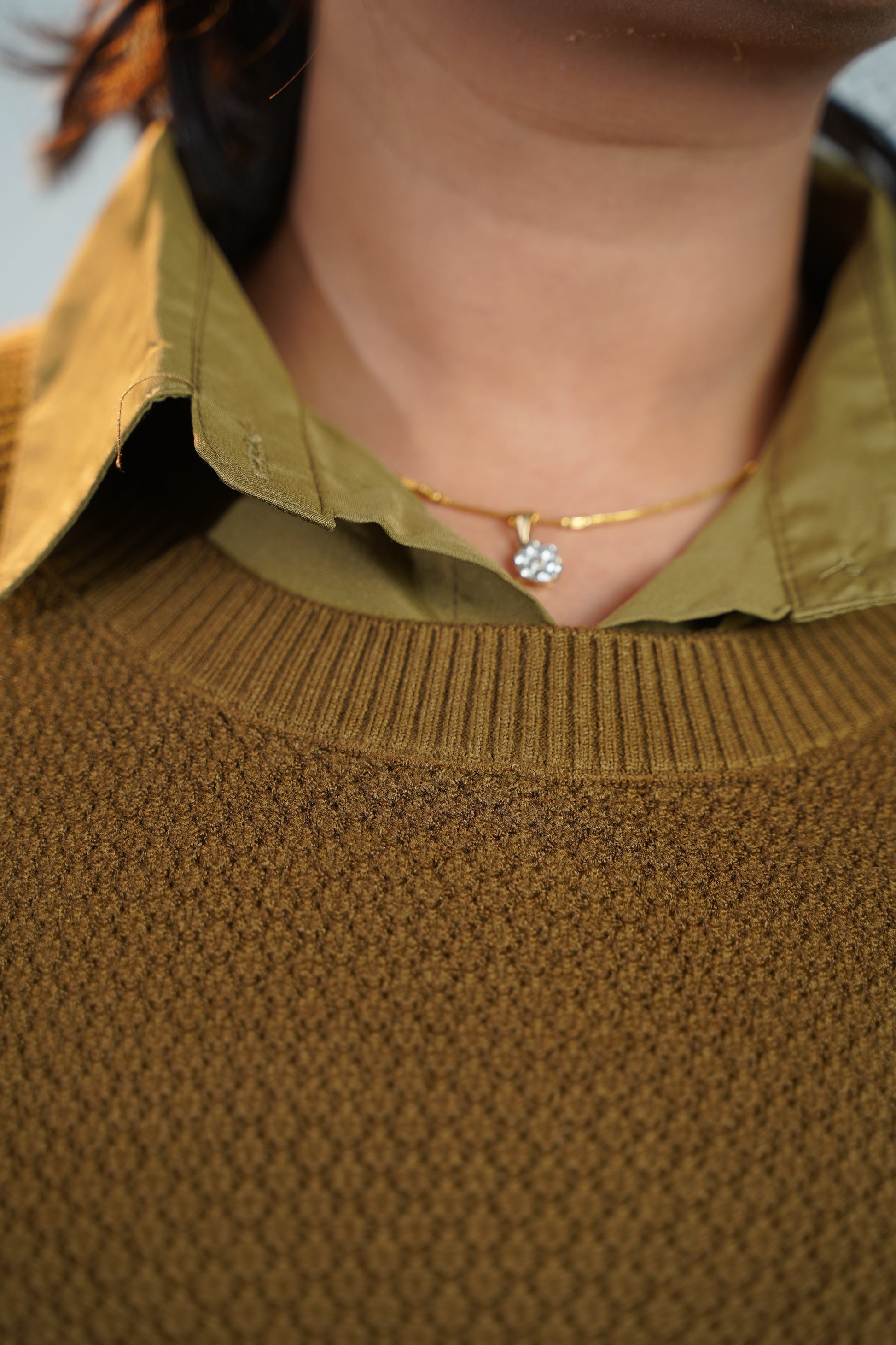Shirt-Sweater Fusion Top Olive