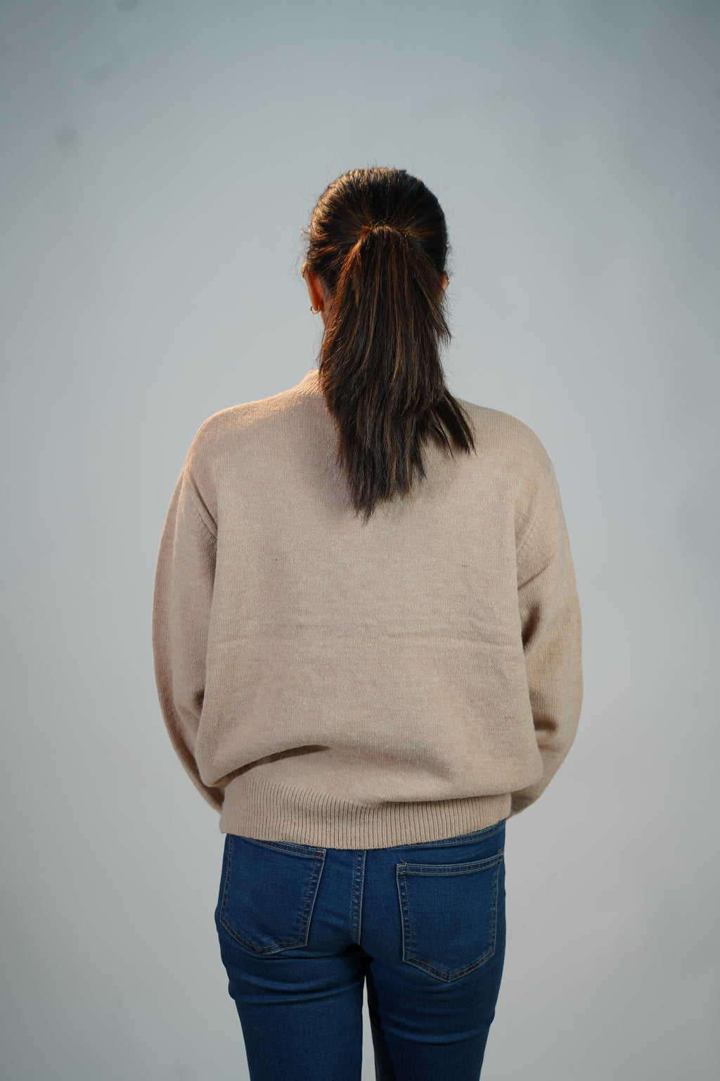 Floral Embellished Sweater Beige