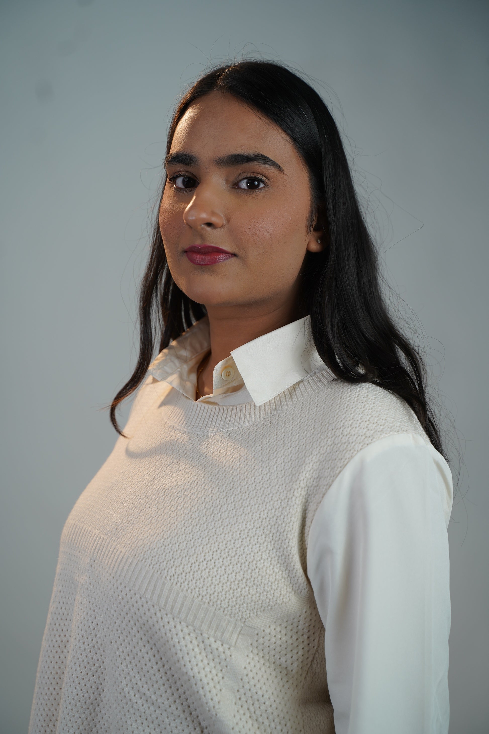 Shirt-Sweater Fusion Top  White