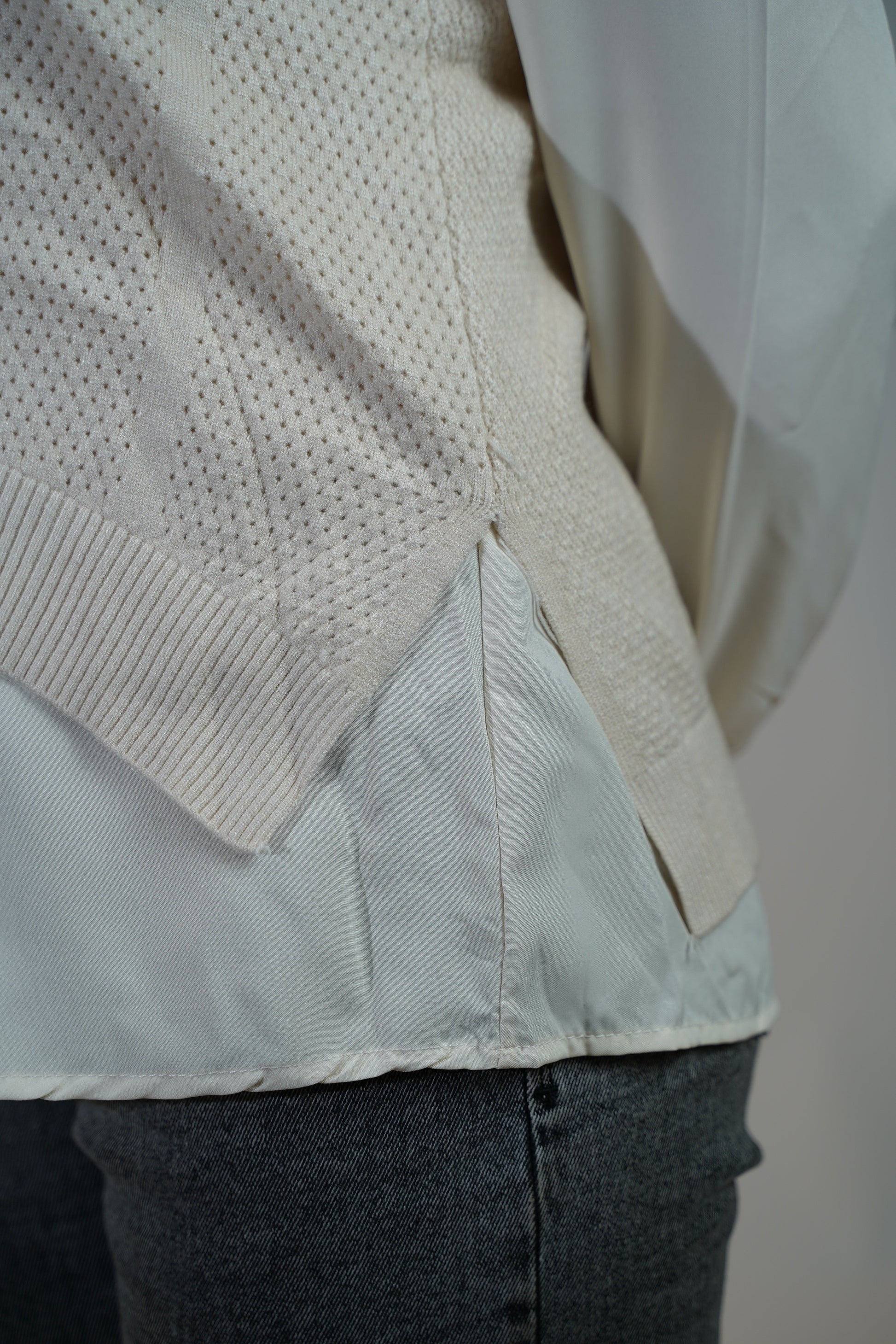 Shirt-Sweater Fusion Top  White