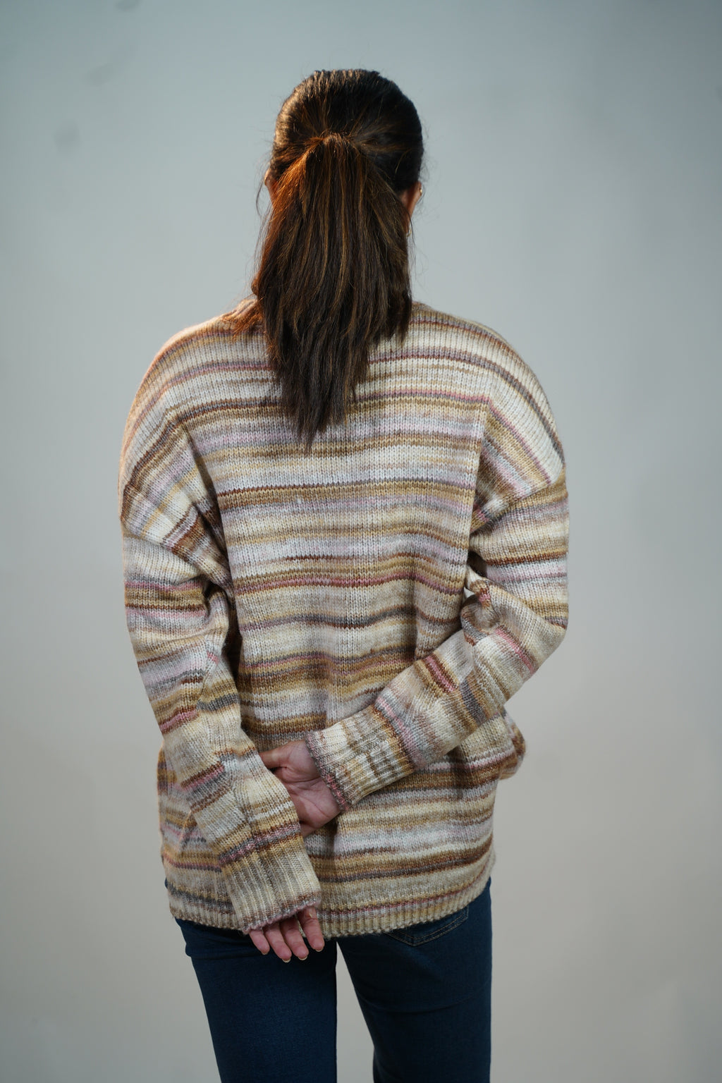 Multicolour Striped Baggy Sweater Brown