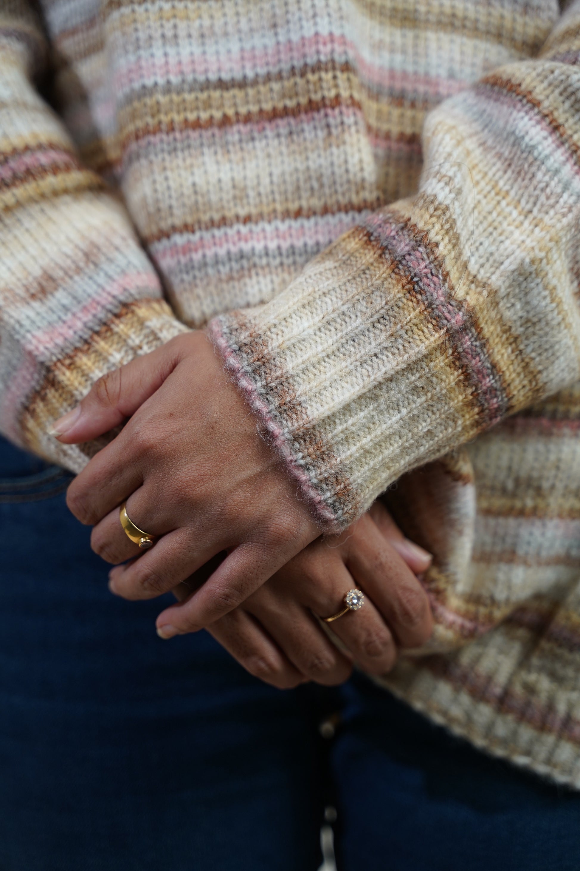 Multicolour Striped Baggy Sweater Brown